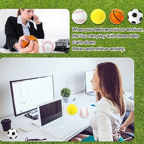 12 Stück Stressball, Mini Sportbälle, Antistressball Kinder, Enthält Fußball Basketball Tennis Baseball Stressbälle Anti Stress Geschenke für Erwachsene Kinder, Stress Angst Linderung