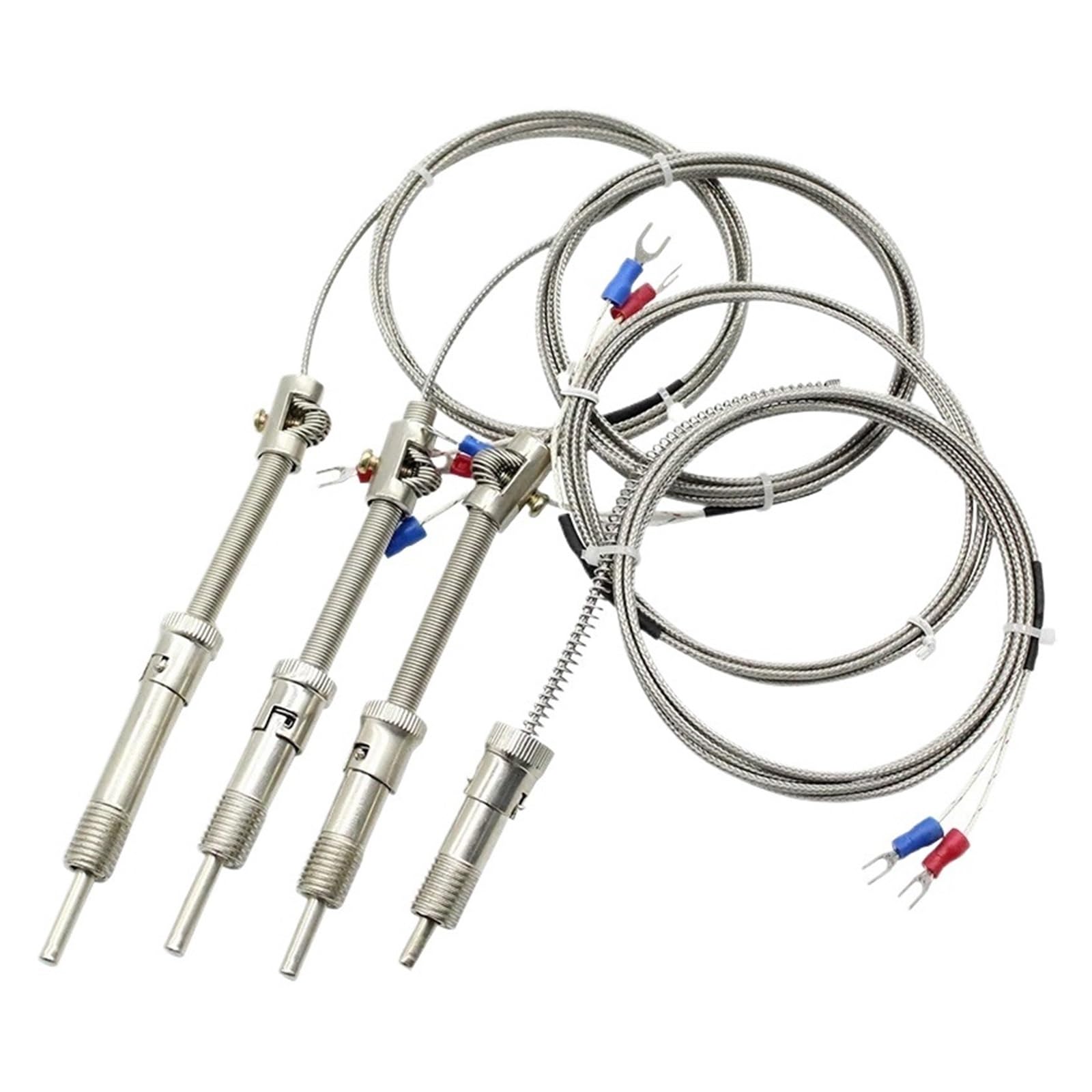 WUPLKCUIJ M12 Type K/E Compression Spring Shielded Wire Thermocouple Temperature Sensor For Controller Cable 1m/2m/3m/4m/5m(M12 E Type 2m)