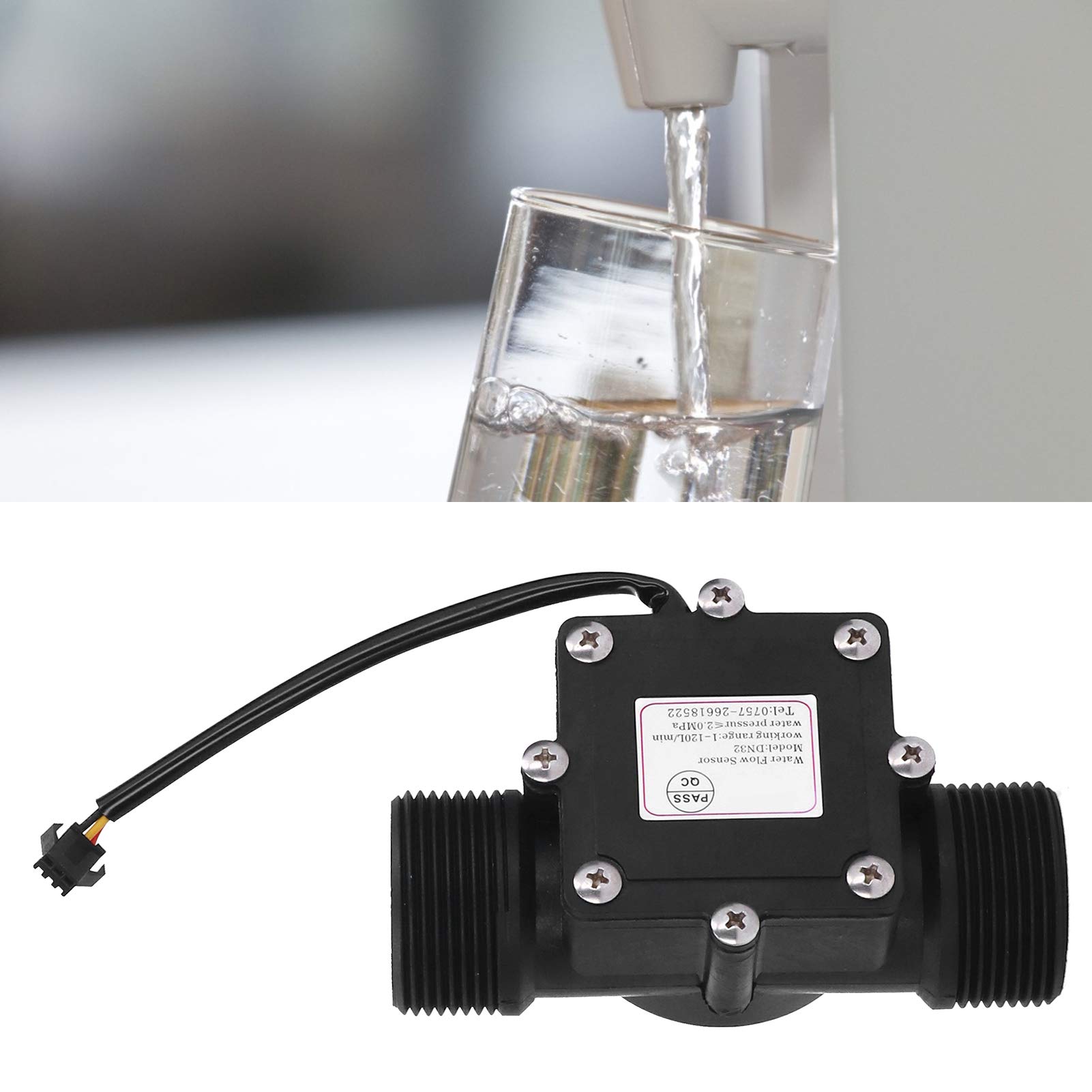 Wasserdurchflusssensor YF-DN32 G1.25in Brauchwasserdurchflussmesser, Rohrwasserdurchflussmesserzähler, DC3-24V Hallsensor