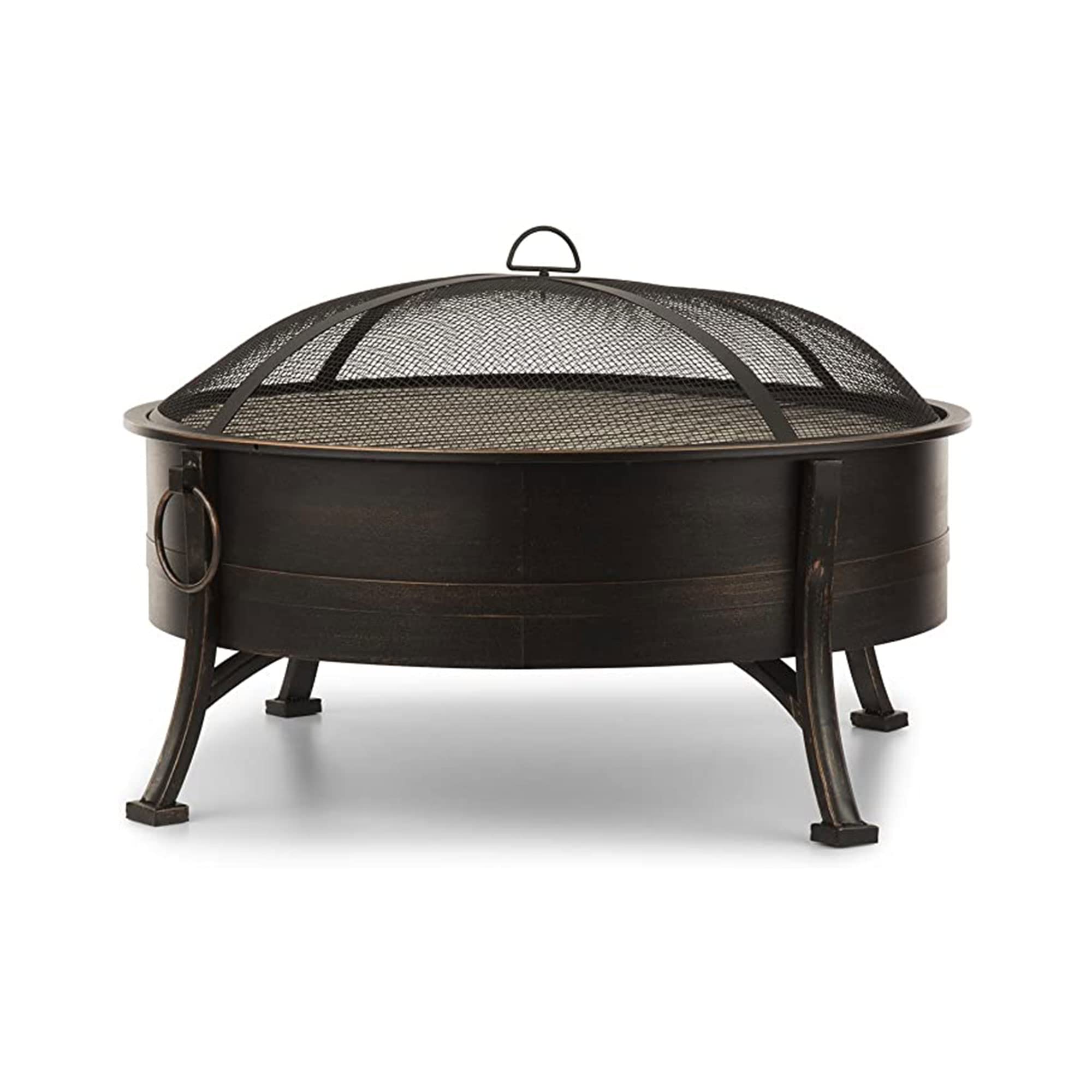 Blumfeldt 2-in-1 Feuerschale - Feuerschale für den Garten mit Edelstahl-Grillrost, Feuerschalen FireView Concept, Funkenschutz, Trageringe, Schürhaken & Grillrost, Stil: Catania, schwarz