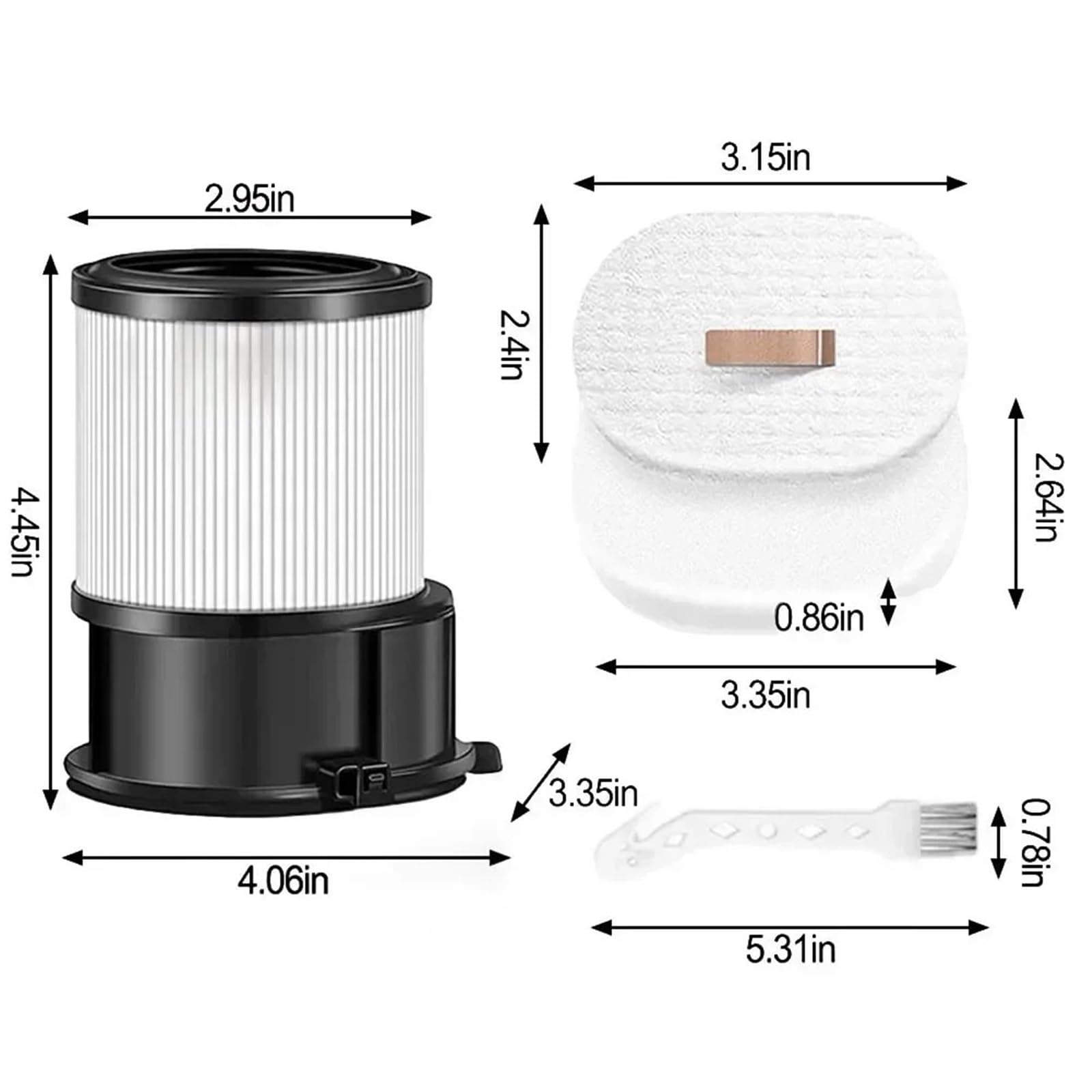 Juego de Repuesto de Cepillo de Rodillo de Filtro, Compatible con Modelos de Limpiador Ligero y vacío inalámbrico PowerDetect Clean Shark, Incluido IP1251