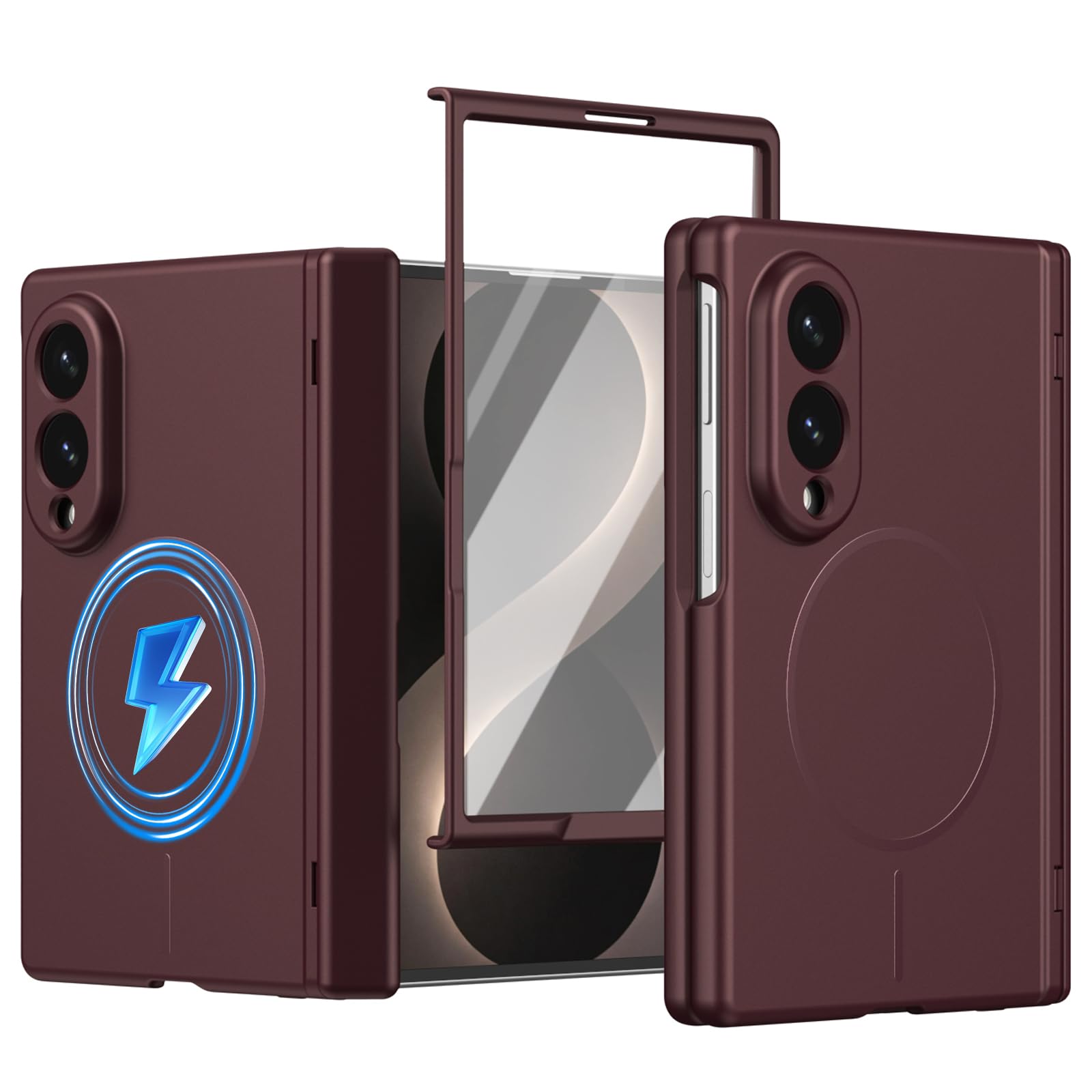 Custodia protettiva per lo schermo del Samsung Galaxy Z Fold8, compatibile con Magnetized Ring, Protezione per cerniera, cover magnetica in silicone per Samsung Z Fold 8-Rosso