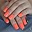 EchiQ Neon Fake Nails Short for Daily Wear Square Natural Shape Glossy Gel Nails Orange Pink Simple Tips with Adhesive
