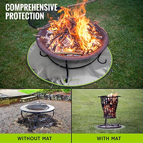 Bstplex Fire Pit Mat 24 Inches - Fire Pit Pad - Fireproof Mat | Deck Protector For Wood Burning And Bbq Smoker | Double Layers Fire-Resistant Grill Heat Shield | Protect Grass, Ground, Patio #TOP3