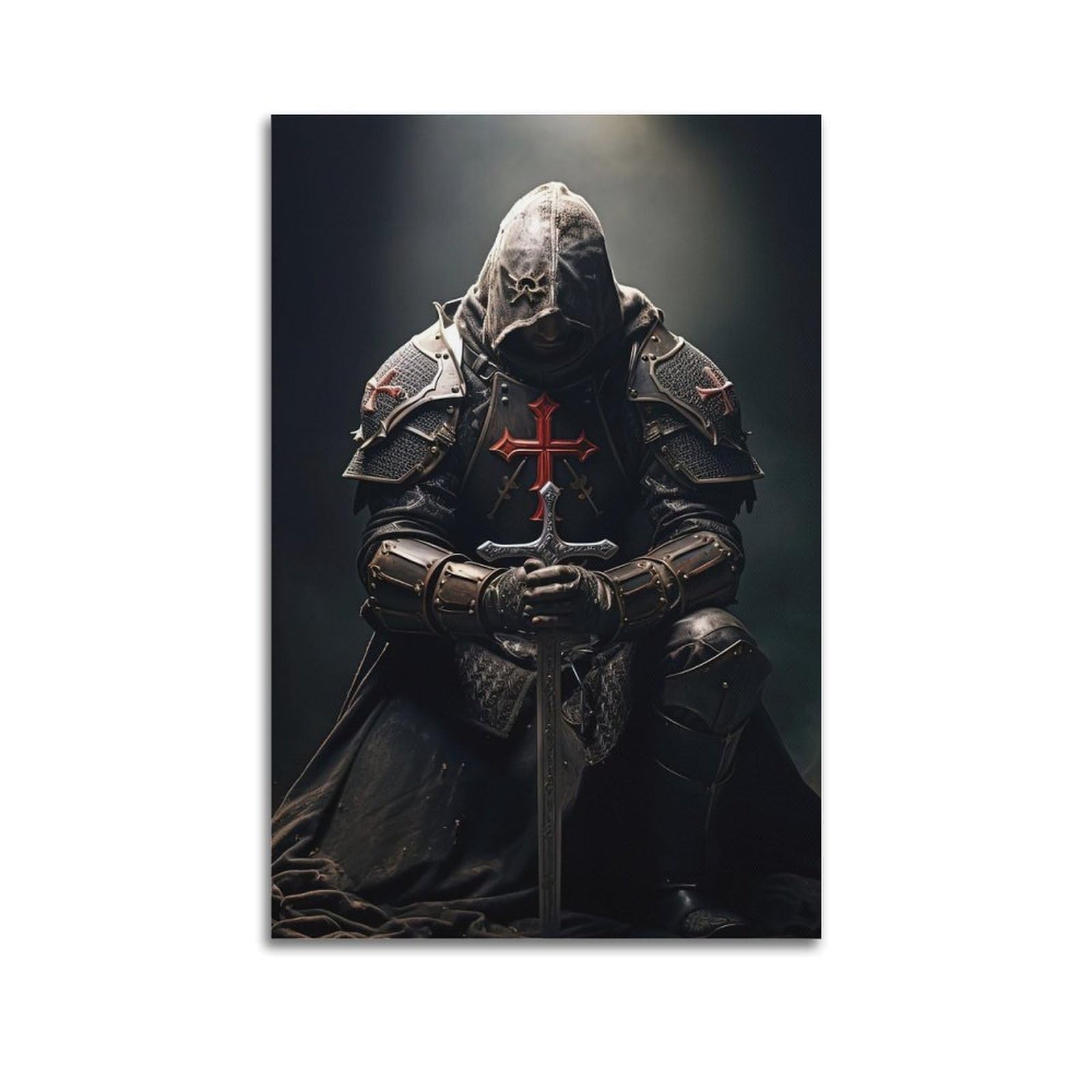XKUGA Vintage Poster Medieval Knights Templar Crusaders Poster Decorative Painting Canvas Wall Posters And Art Picture Print Modern Family Bedroom Decor Posters 24x36inch(60x90cm)