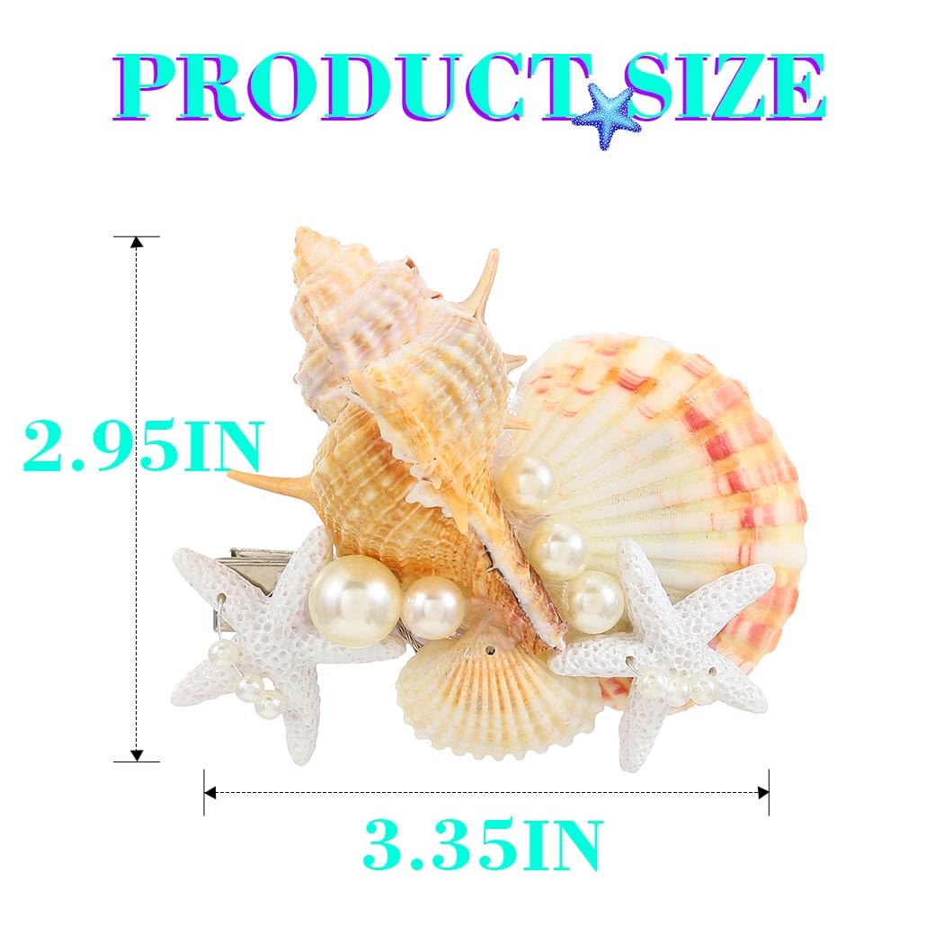 JAKAWIN Light Up Mermaid Hair Accessories Seashell Hair Clips Ocean Starfish Clip for Women - Image 4