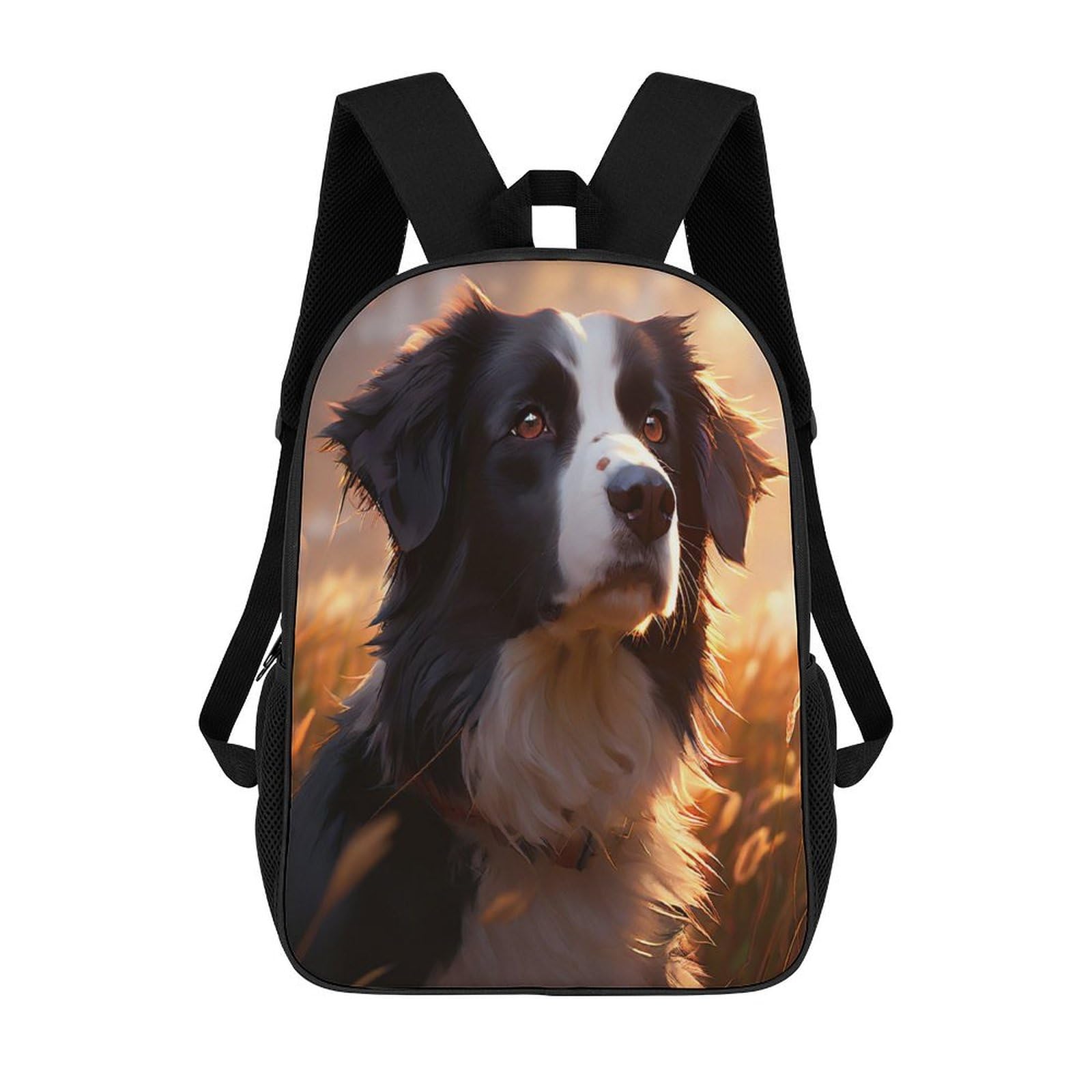 Tnfhsoft Unisex Kids Border Collie Dog-1 Border Collie Dog Bookbags 3D Printed Dog School Backpacks Boys Girls Personalized Rucksack School Bag Primary Student Kids Bookbag 17Inch