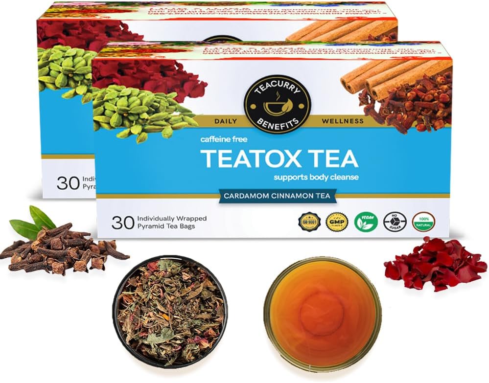 Cleanse Combo Green Tea (2 Months Pack, 60 Tea Bags) - Helps with Intestinal Health, Liver Cleanse, Metabolism - Green Tea Bags - Wellness Tea Powder