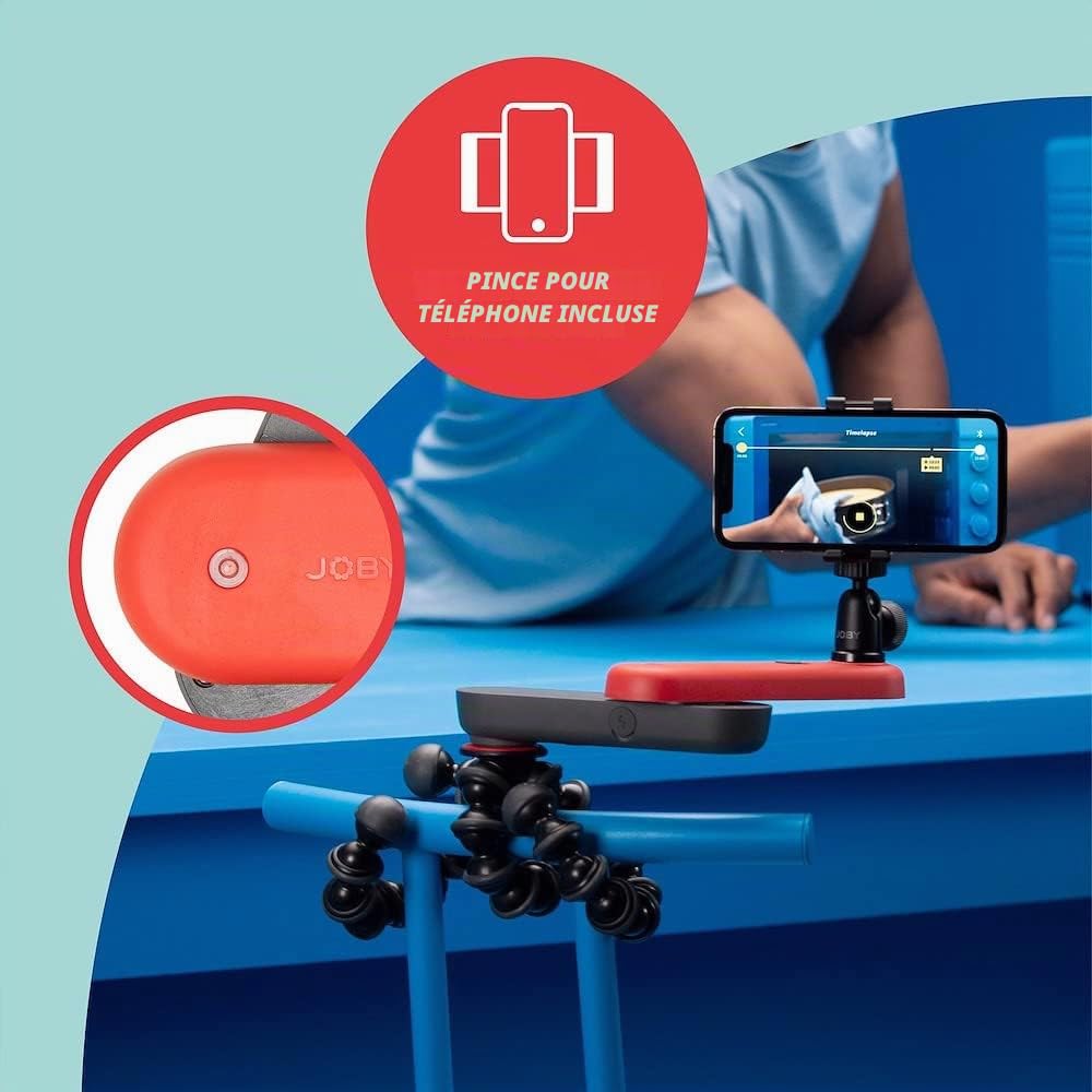 JOBY Kit Swing Slider Motorisé et Pince pour Smartphone - Contrôle Bluetooth Via Appli, Mouvement Linéaire pour Smartphone, Conçu pour Vlog, Création de Contenu, Vidéo avec Mouvement et Timelapse