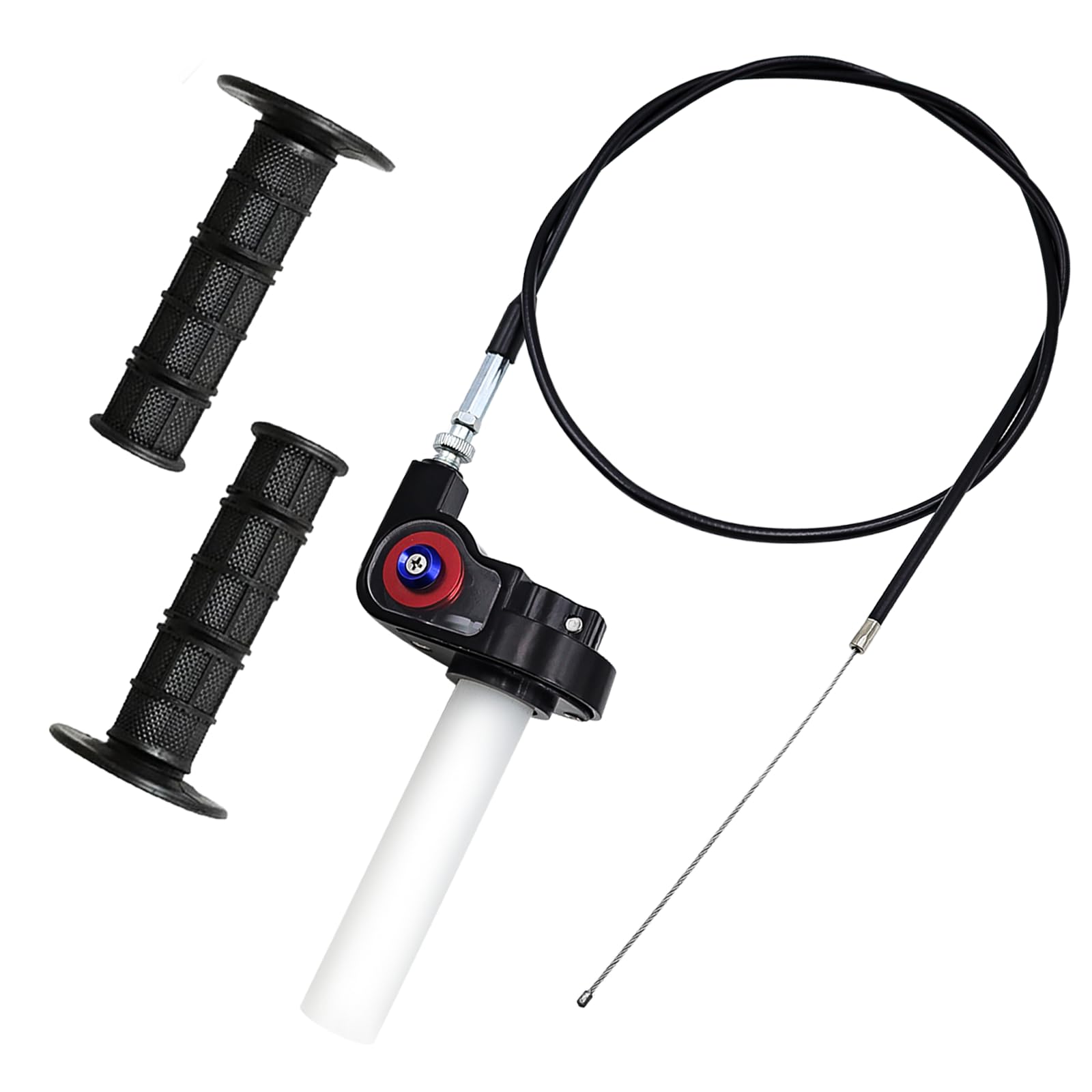 Gas Rapido Gruppo Acceleratore Alluminio,22mm Manopola Dell'Acceleratore Dell'Acceleratore a Torsione con Cavo 1.2M &1 Paio Manubrio per 50cc-200cc Pit Dirt Quad ATV Bike