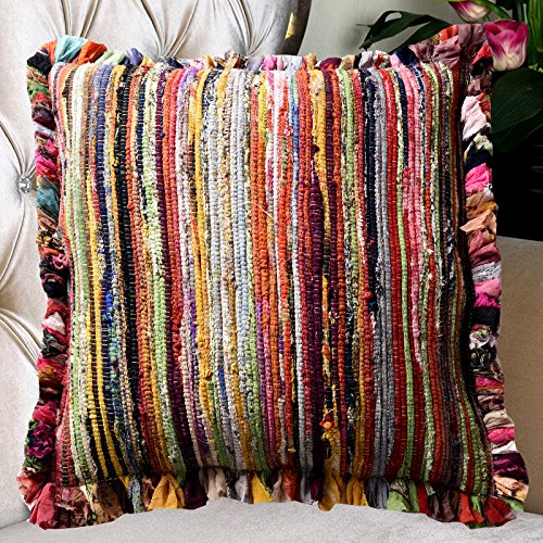 Buy Handicraft-Palace Multi Vintage Chindi Rag Decorative Pillow