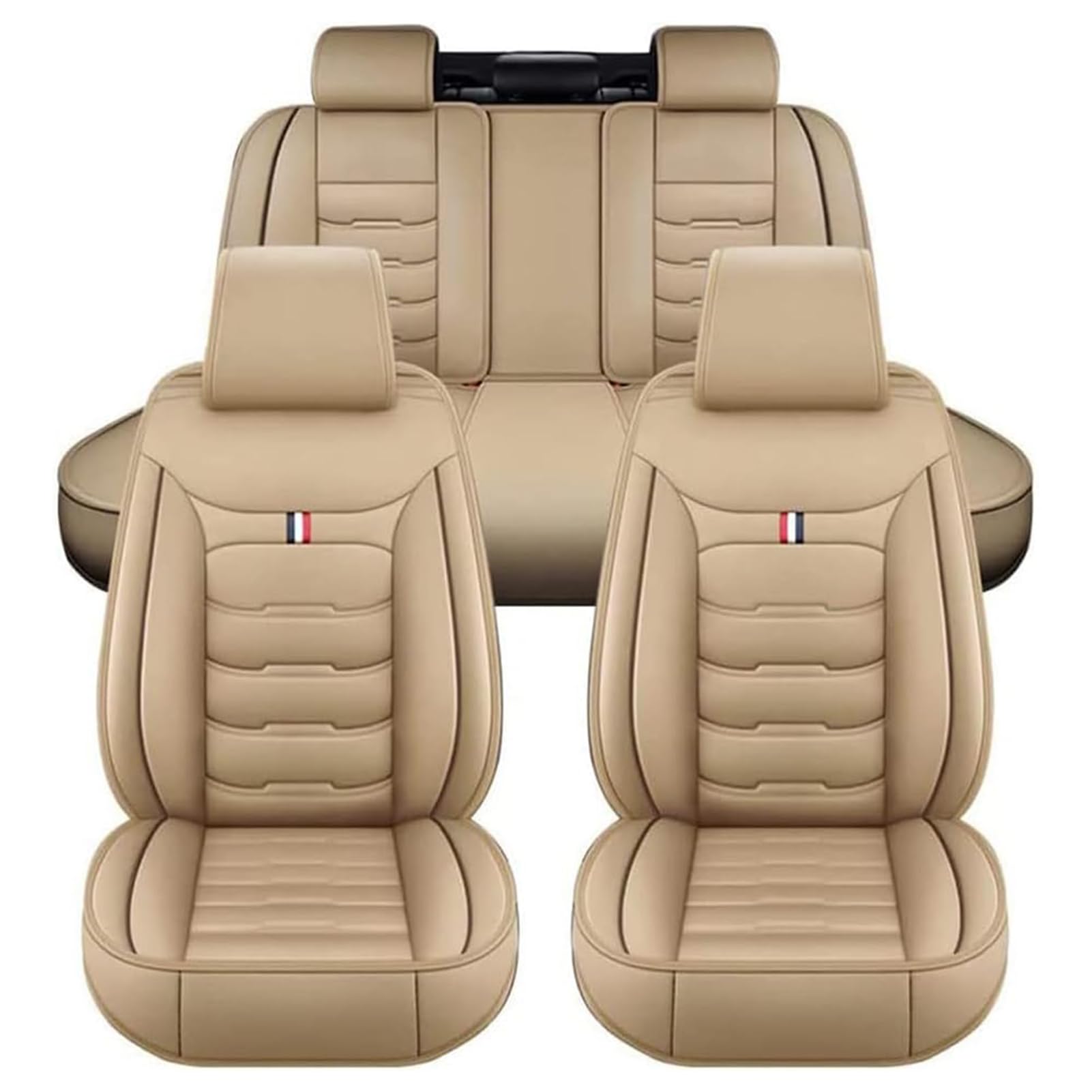 LZLMCCLM Leather Full Set Car Seat Covers for Audi A4 B8 8K Allroad A4 B9 Avant A4 B9 allroad A5 B8 8T, 5 Seats Waterproof Breathable Seat Cushion Protector Covers Interior Accessories,Beige/A