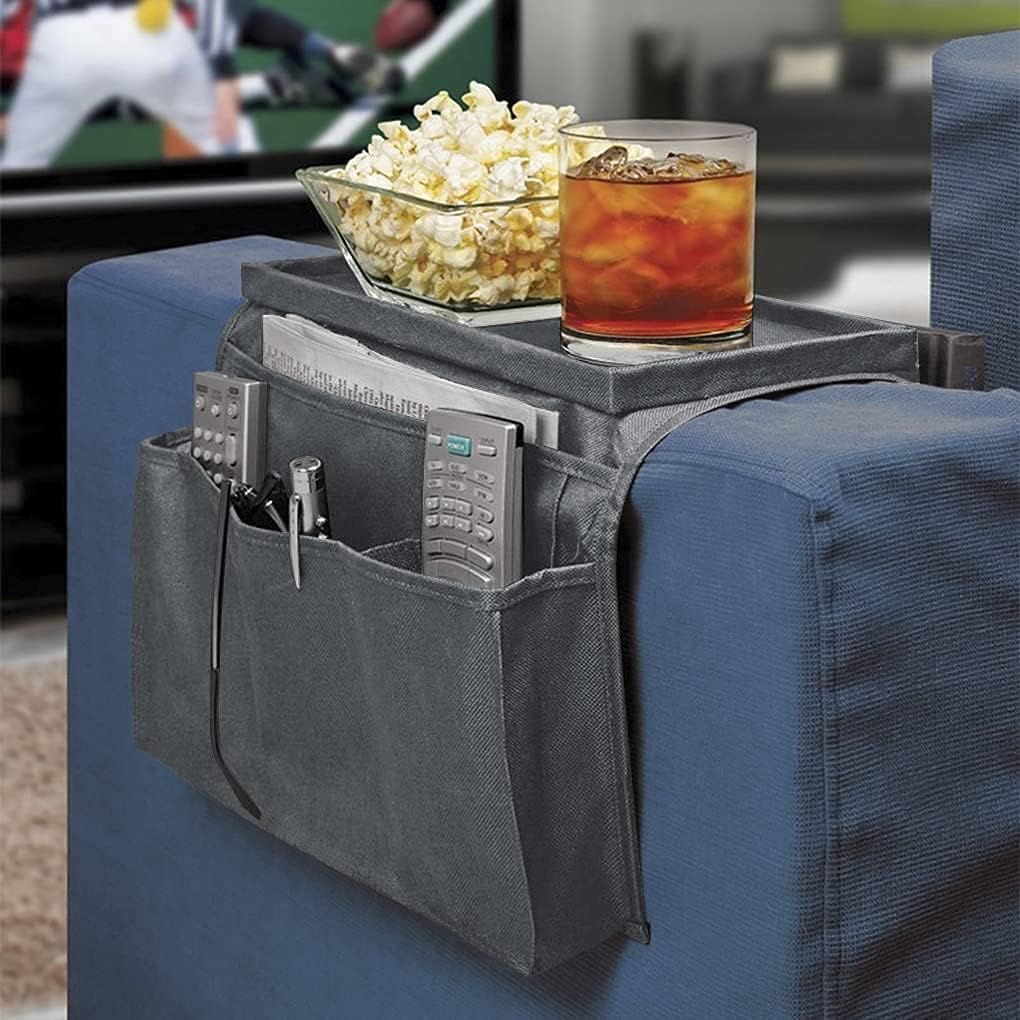 Faxianther Sofa Armchair Organiser Couch Arm Rests Storage Bag Tidy Table bedside Chair Caddy with Snacks Tea Cup Holder Tray Magazine Books Remote Control Phone Pockets Home Organiser - Image 5