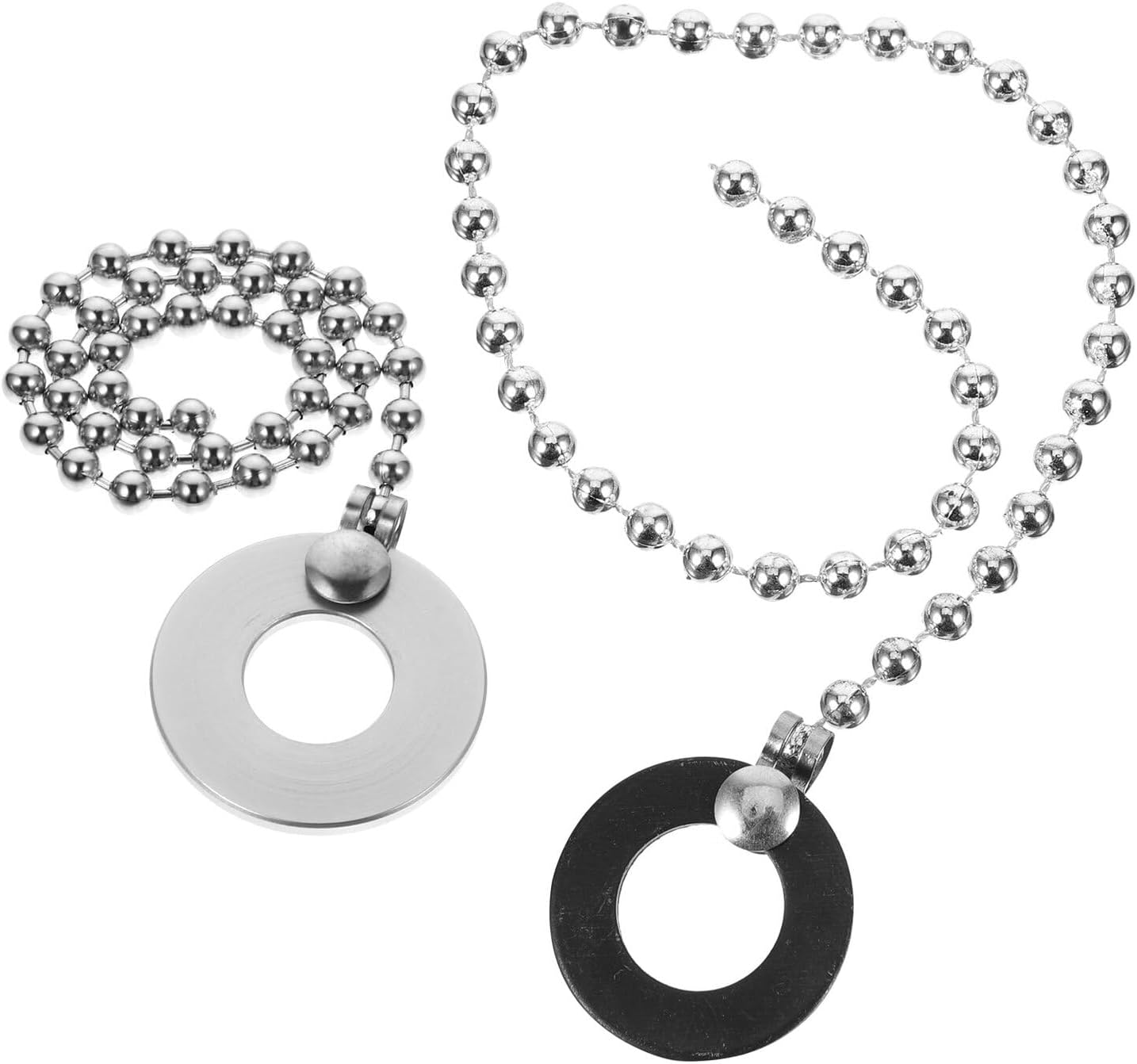 2pcs Cymbal Sizzle Chains Metal Drum Kit Extensions Silver Black for Jazz Drum Set Percussion Instrument Accessories with Hissing Sound Effect