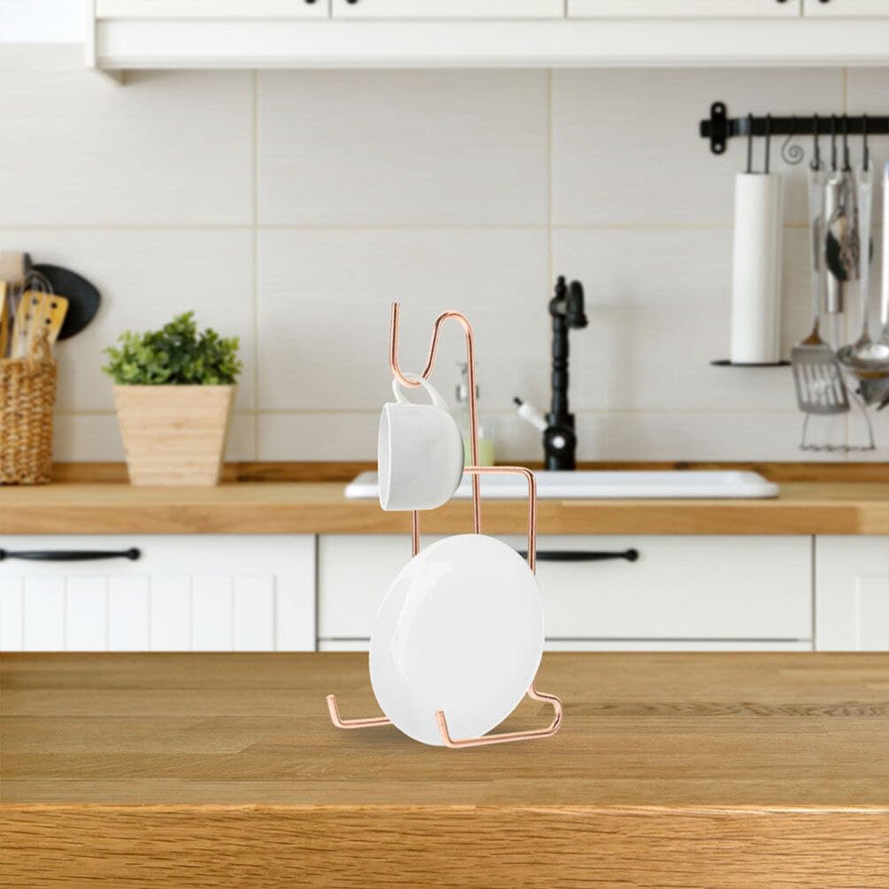 Kichvoe Coffee Cup Display Stand Coffee Mug Holder for Saucer Tea Cup Storage Stable Design for Retail Collector Plates Display