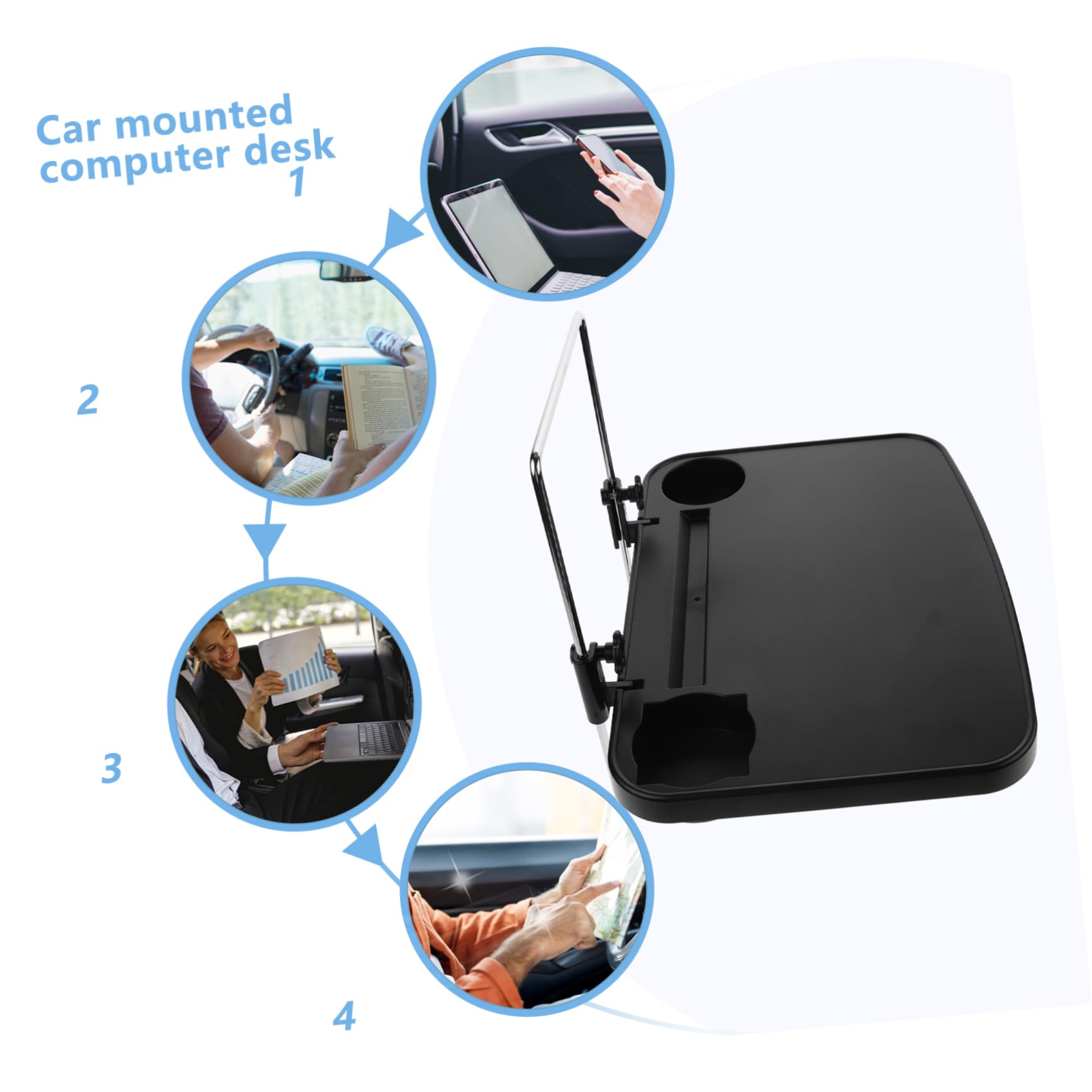 Cabilock Bandeja Portavasos para Coche Plegable de Mesa Pequeña para Coche Organizador para Asiento Trasero Portavasos Soporte Tazas