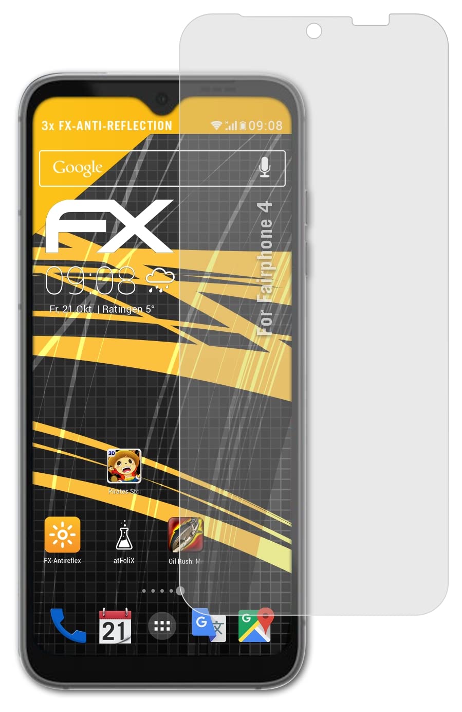 atFoliX Screen Protector compatible with Fairphone 4 Screen Protection Film, anti-reflective and shock-absorbing FX Protector Film (3X)