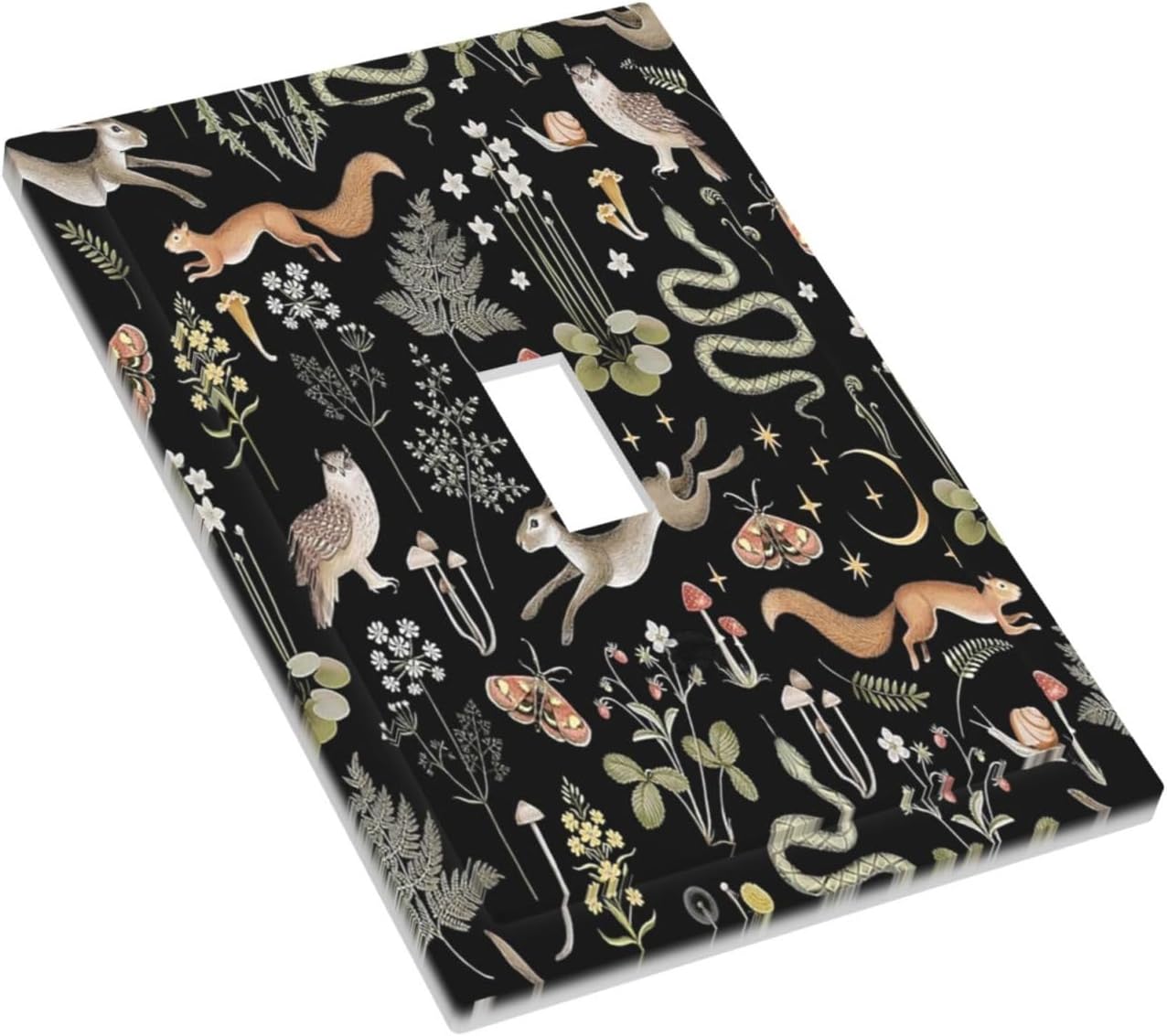 Fairy Rustic Forest 1 Gang Light Switch Plate Decorate Single Toggle WallPlate Cover Electrical Switchplate Faceplate Boho Cute Funny Gothic Vintage Mushroom Woodland Wild Animals Butterfly Room Decor