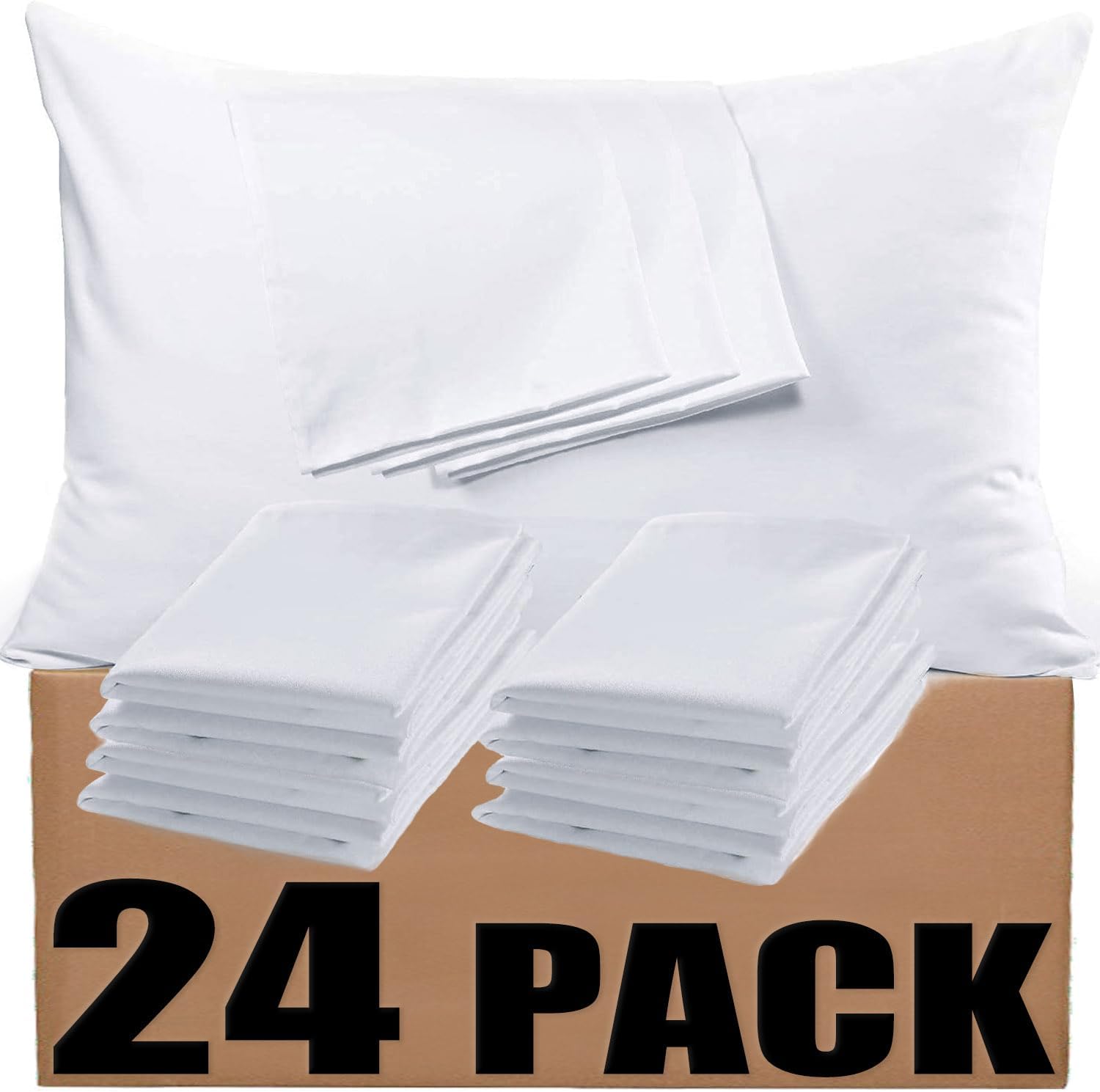 Bulk Pillow Cases Standard Size Set of 72 Pack Basic Pillowcases White Pillow Case Hypoallergenic Pillowcase Soft Envelope Closure Covers 20 x 26 Inches