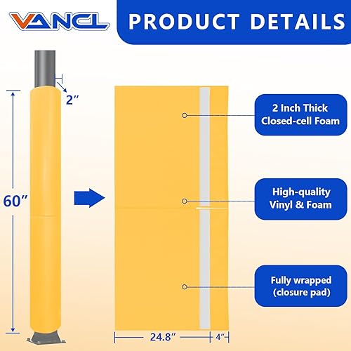 Vista 81 de Almohadilla de seguridad resistente para postes redondos de 3 a 5 pulgadas, impermeable y duradera, garaje, sótano, almohadilla de seguridad