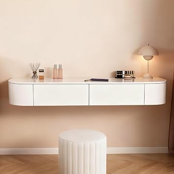 JHDXL Floating Makeup Vanity Desk with Drawers, Wall Mounted Dressing Table, Modern White Storage Cabinet, for Bedroom, Dressing Room, Small Spaces120cm/47.5in