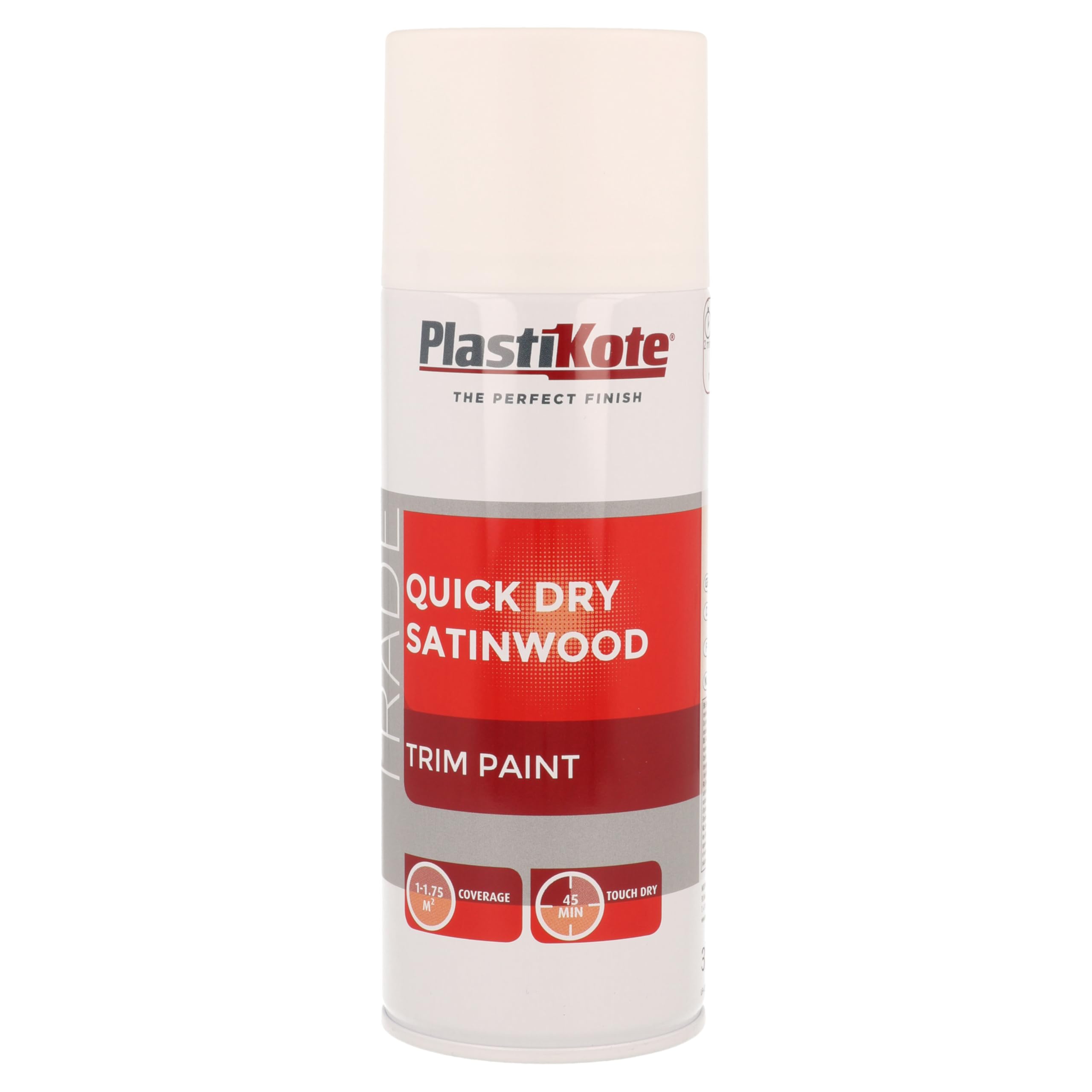 PlastiKote 071006 Trade Trim Paint Quick Dry RAL 9016 Satinwood 400 ml