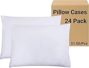 ZPECC White Pillow Cases Bulk 24 Pack - Queen Pillowcases with Envelope Closure, Soft Brushed Microfiber Pillow Cover for Hotel Airb&bs Hospital Bedding Essential