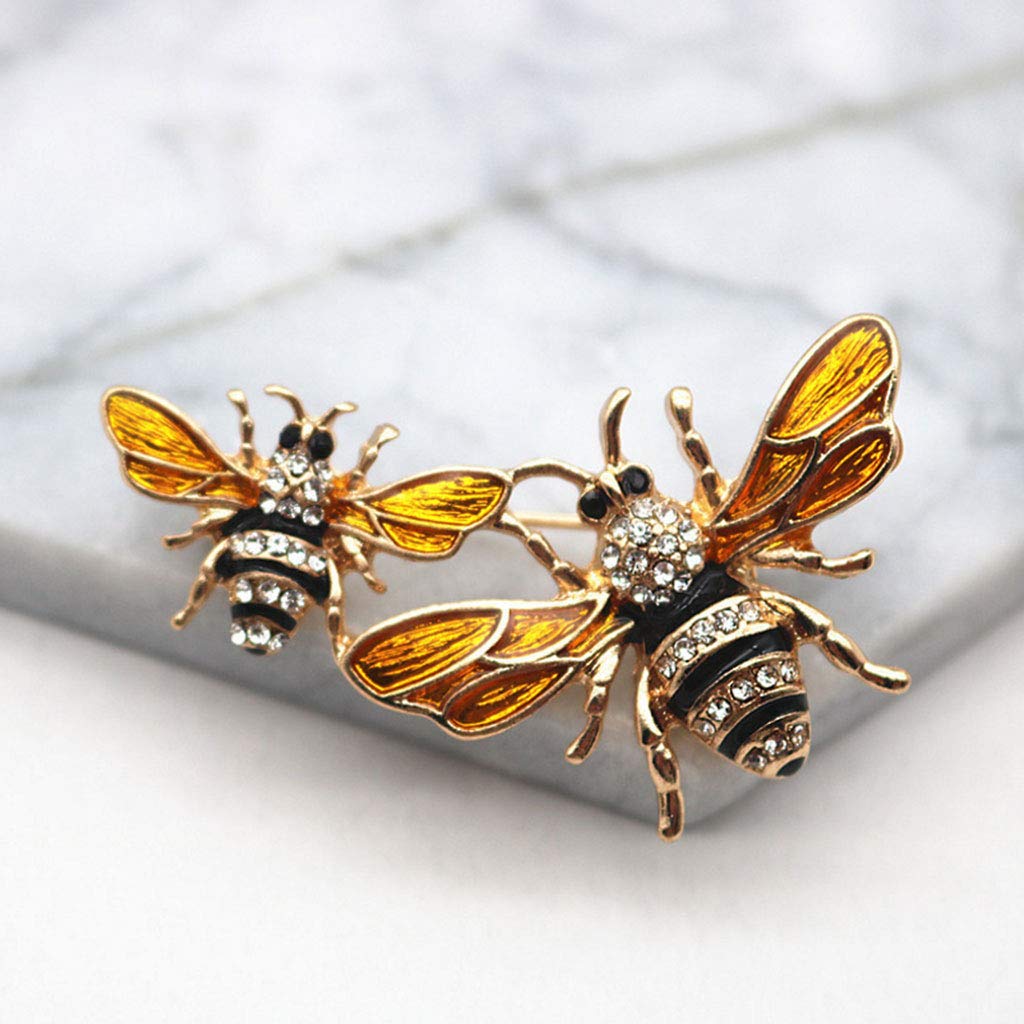 SOFEA Spilla a forma di ape, spilla smaltata per corsetto, gioiello squisito di lusso, spilla per insetti, spilla alla moda con strass giallo antico