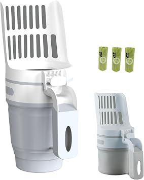 Cat Litter Scoop with Bag Holder, Integrated Detachable Deep Cat Litter Shovel with Poop Sifting and 120 Litter Bags Litter Scooper-2nd Gen