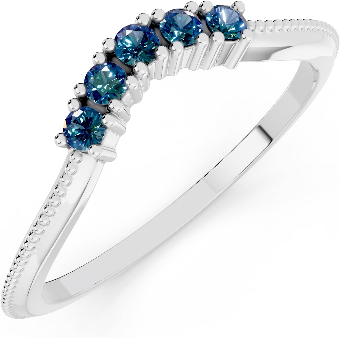 Dazzlingrock Collection Round Gemstone Ladies 5 Stone Wedding Contour Ring, Sterling Silver