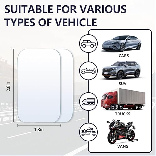 Miniatura 5 de Amfor - Espejo de punto ciego de cristal HD convexo sin marco, ajustable, para todos los vehículos universales, adhesivo (2 unidades)