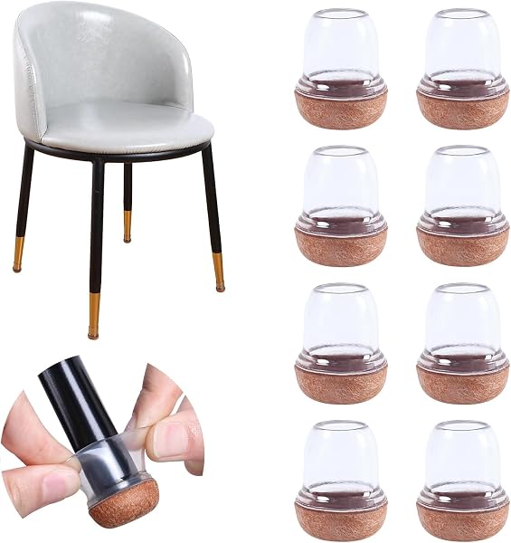 Ezprotekt Protectores de Suelo de Silicona Transparente mejorados para Patas de Silla, 13-20mmTapas de Silicona 16P con Fieltro Envuelto, Fundas de para Patas de Silla, Protectores de pies de Silla - 1