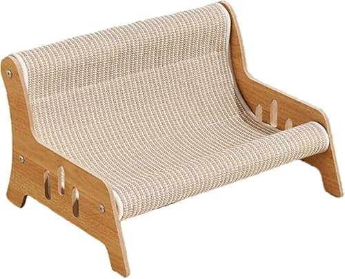 KryZaroペットベッド(猫用・抓り柱付き) 62×45×35cm 大尺寸 剣麻・木製 睡眠区 + 透气ソファ + 吊床付 7.5kg 耐荷重 易?装 ストレス緩和 小中大猫・小型犬用 ペット飼い主向け