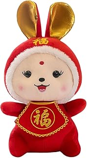 Coelho de pelúcia ano novo chinês - Bonito Peludo Tang Suit Bunny Estilo Chinês Acolhedor Pelúcia Toy | Brinquedo de travesseiro de coelho para o festival de primavera de ano novo de 2023 Utoya