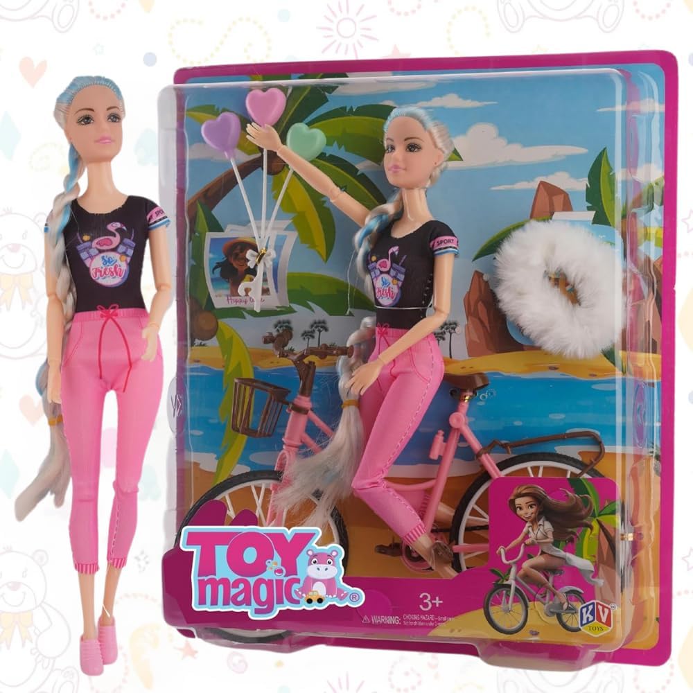 ToyMagic Fashion Shower Doll Set | Stylish with Colorful Outfit, Handbag, Hat, Small, Accessories | Dress-Up Playset for Kids Age 3+ | Encourages Creativity & Imaginative Roleplay Fun