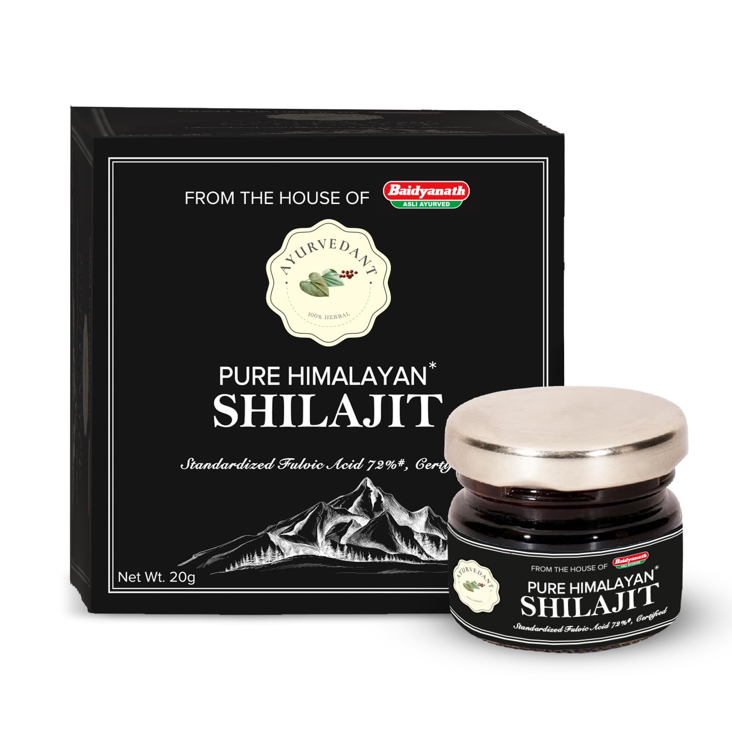Baidyanath Ayurvedant Pure Himalayan Shilajit Resin, 20g - Standardized and Certified for Purity | Helps in boosting Stamina