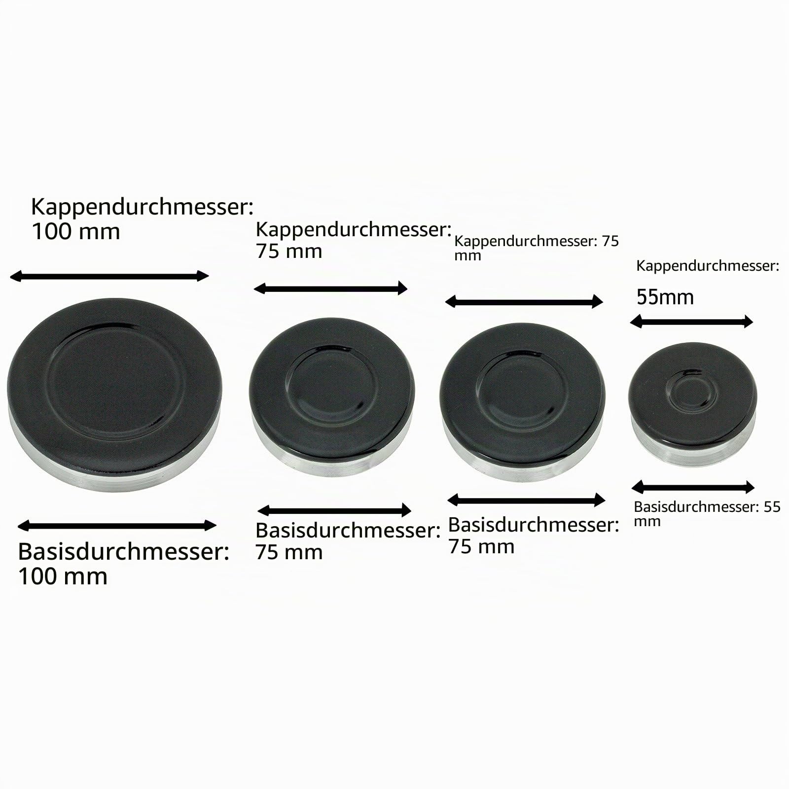 SPARES2GO Gasherd Brenner Crown & GAP Kit für Amica Ofen Kochfeld (klein, mittel X 2, groß)