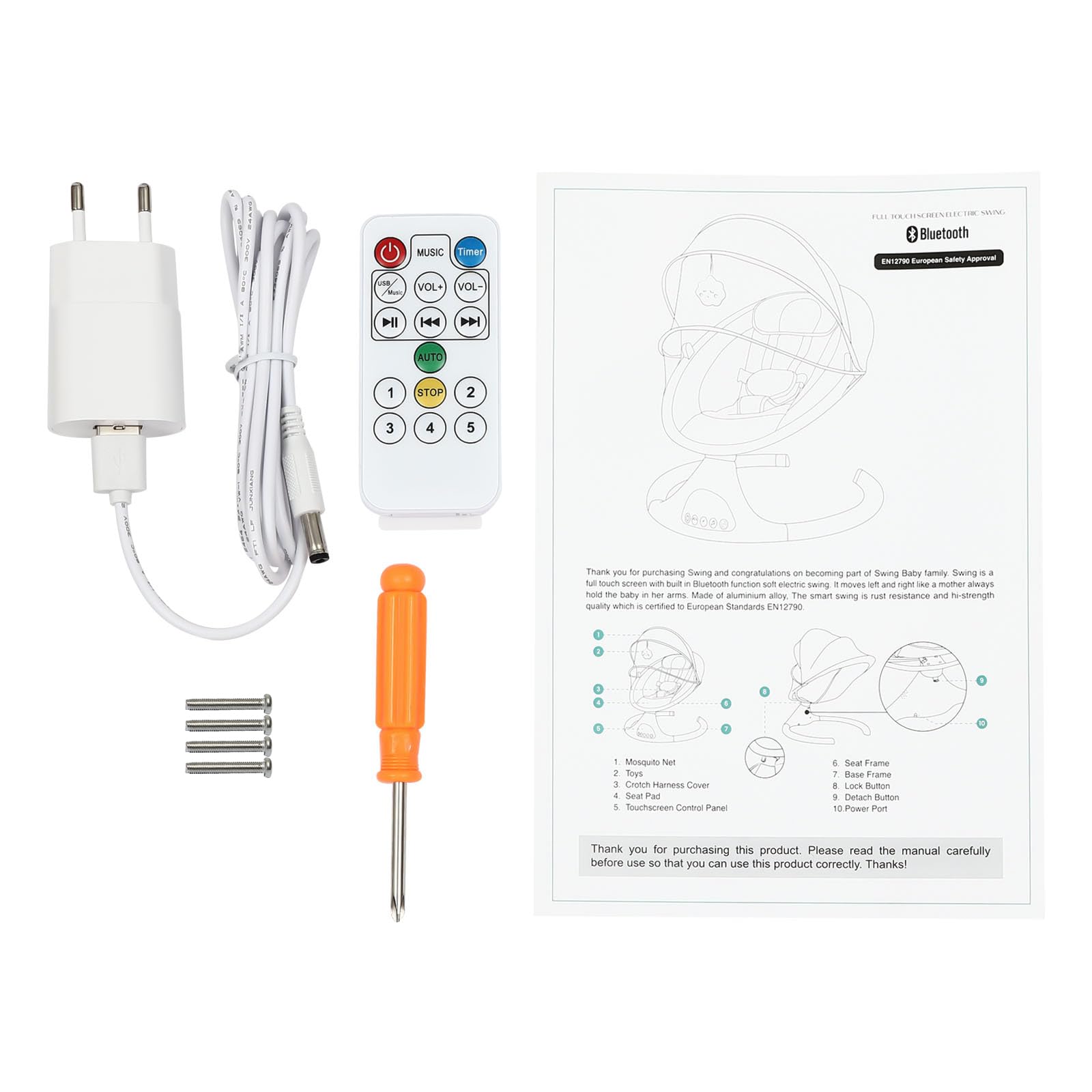 Elektrische Babywippe mit Bluetooth, für Babys von 0 bis 12 Monaten | 5 Schaukelstufen, integrierte Lieder und Bluetooth-Funktion, Timer-Funktion inklusive Fernbedienung und Moskitonetz