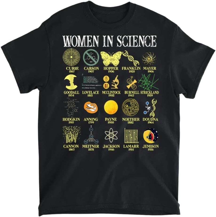Women in Science Apparel: Long Sleeve Shirt, Sweatshirt, and Hoodie – Unisex Adult Sizes, Made in Canada