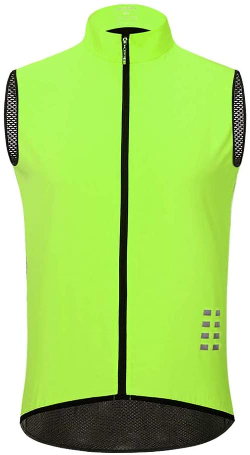 LINGKY Herren Fahrradweste Ärmellose Jersey Back Full Mesh Atmungsaktive Weste, Full Zip Hintertaschen Leichte Reflective Racing/MTB Jacke