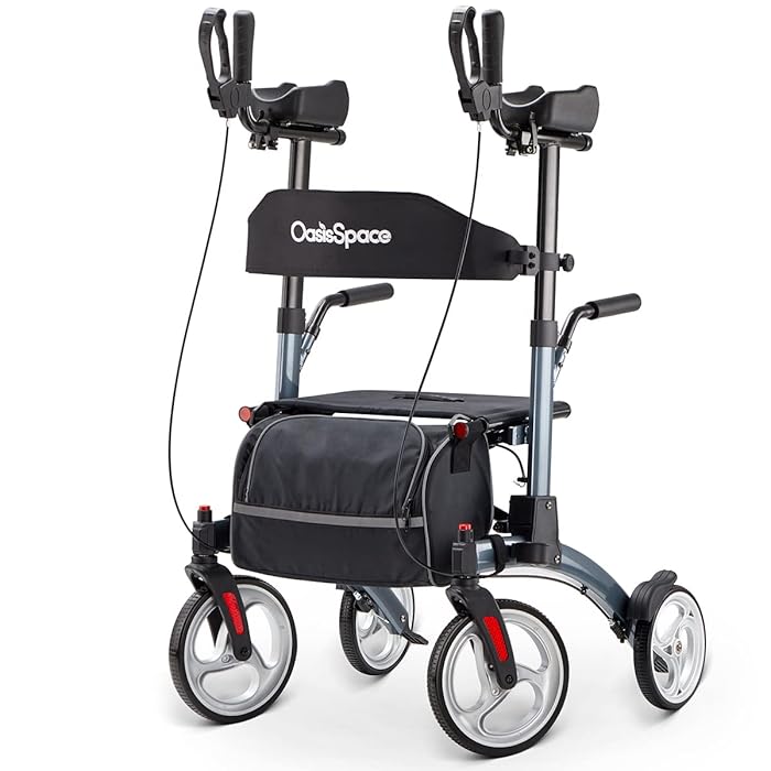 Buy OasisSpace Upright Walker with 10” Front Wheel Stand Up Rollator