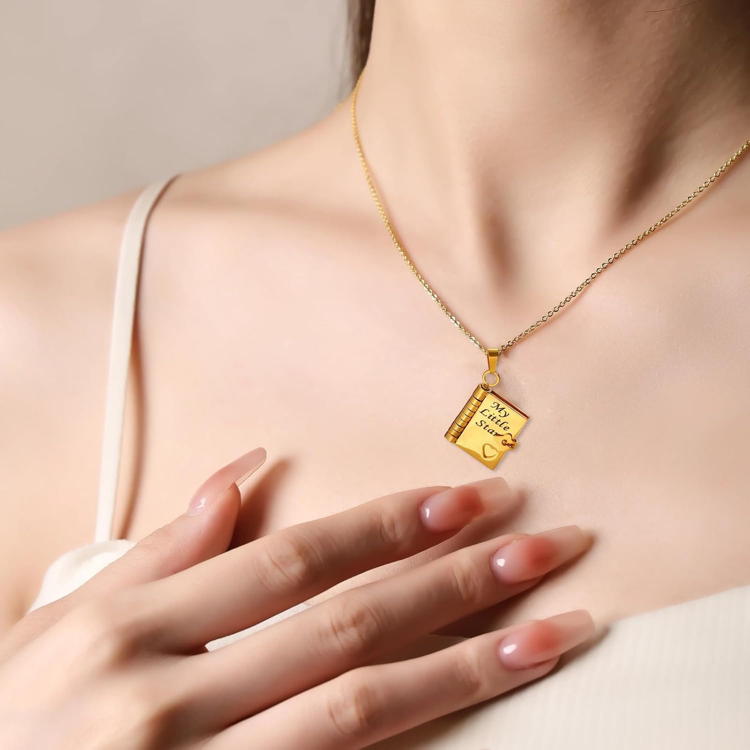 For Daughter-My Incredible Book Necklace,To My Daughters from Mom Dad Adjustable Book Necklaces with 6 Pages of Engraved Information Birthday Day Gift Graduation Jewelry for Love - Image 4