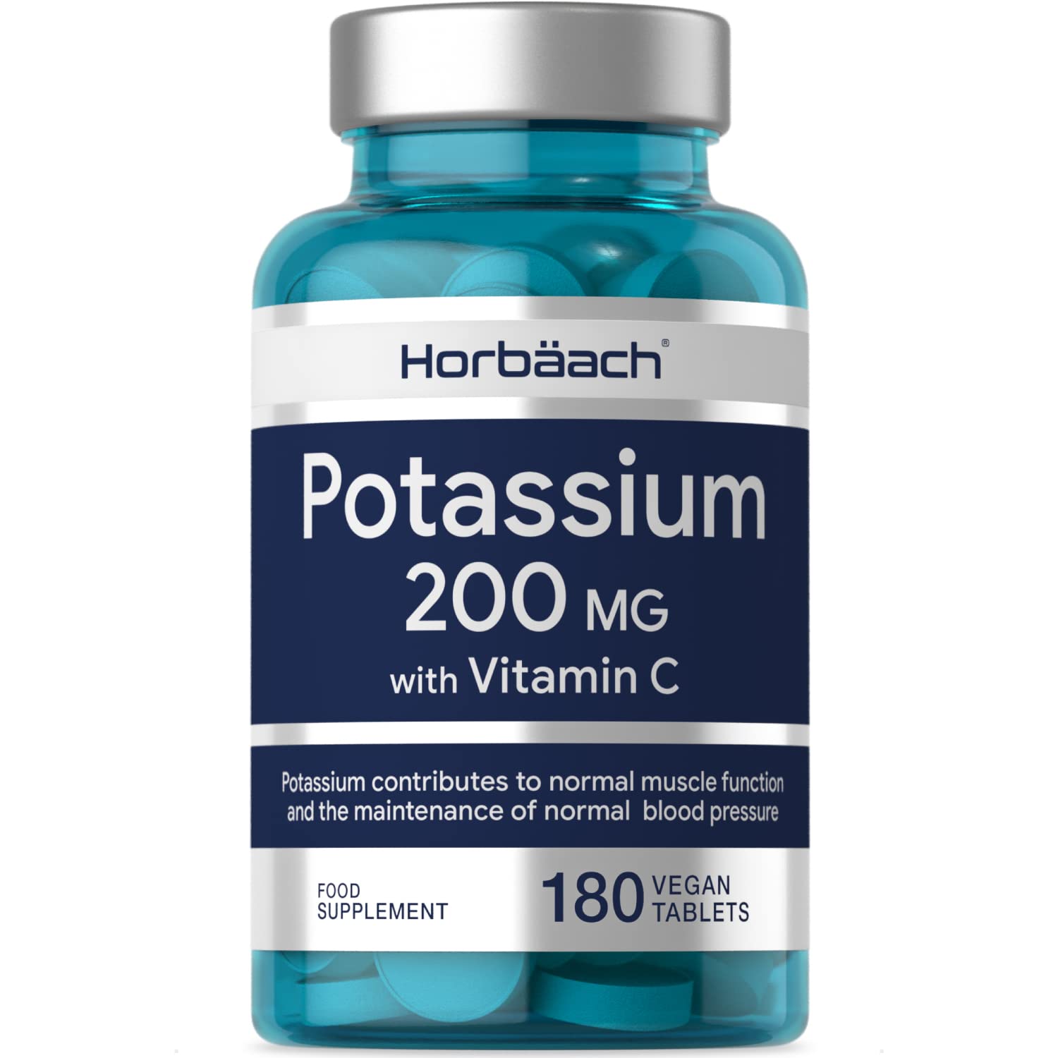 Potassium 200mg & 50mg Vitamin C 180 Vegan Tablets Blood Pressure
