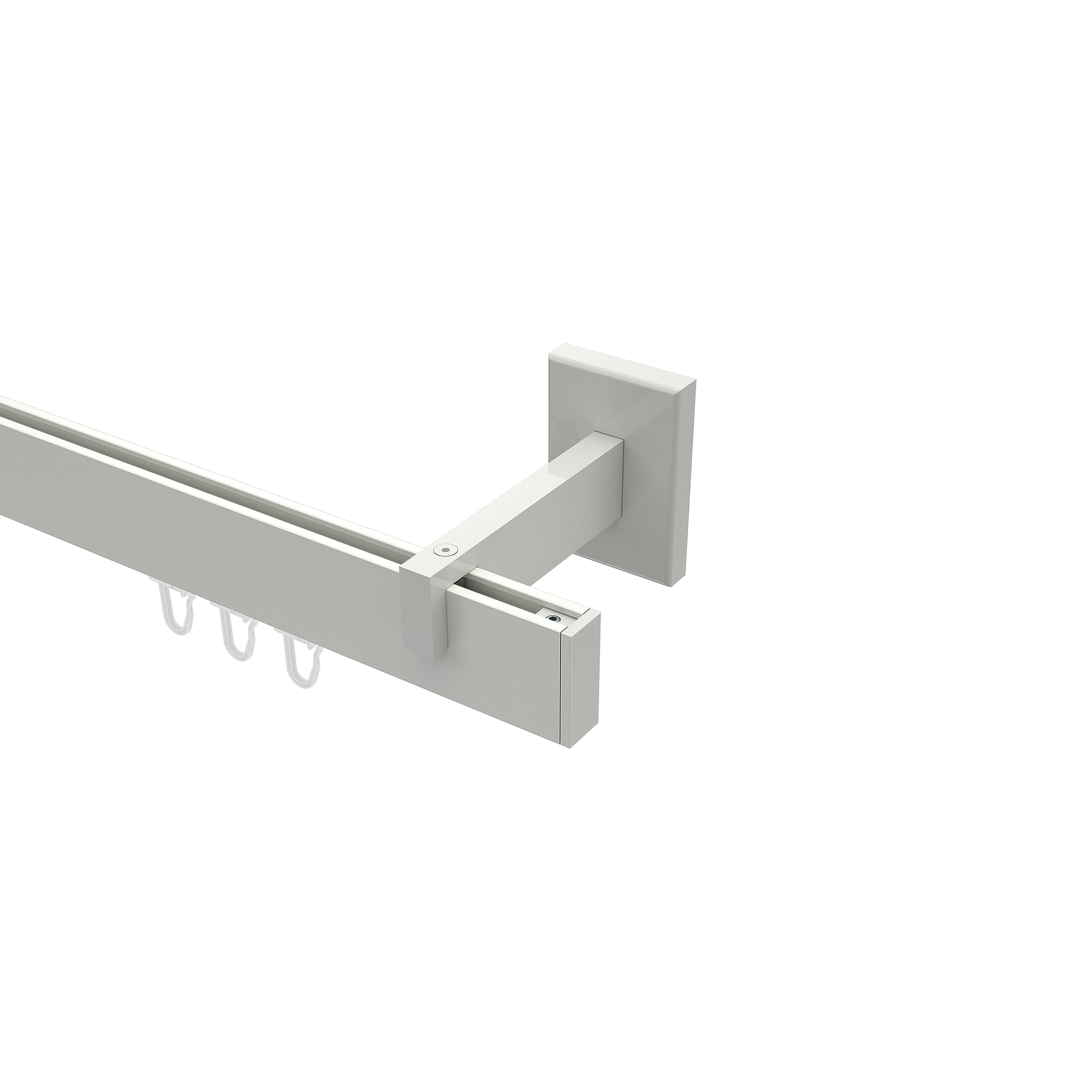 INTERDECO Innenlauf-Gardinenstange eckig 14 x 35 mm, kantige Innenlaufstange aus Metall, Weiß, zur Wandmontage, Typ 10212819, 140 cm