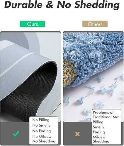 Miniatura 4 de MontVoo Alfombra de baño larga para baño, antideslizante, absorbente, de secado rápido, delgada, alfombra de baño con parte trasera de goma,
