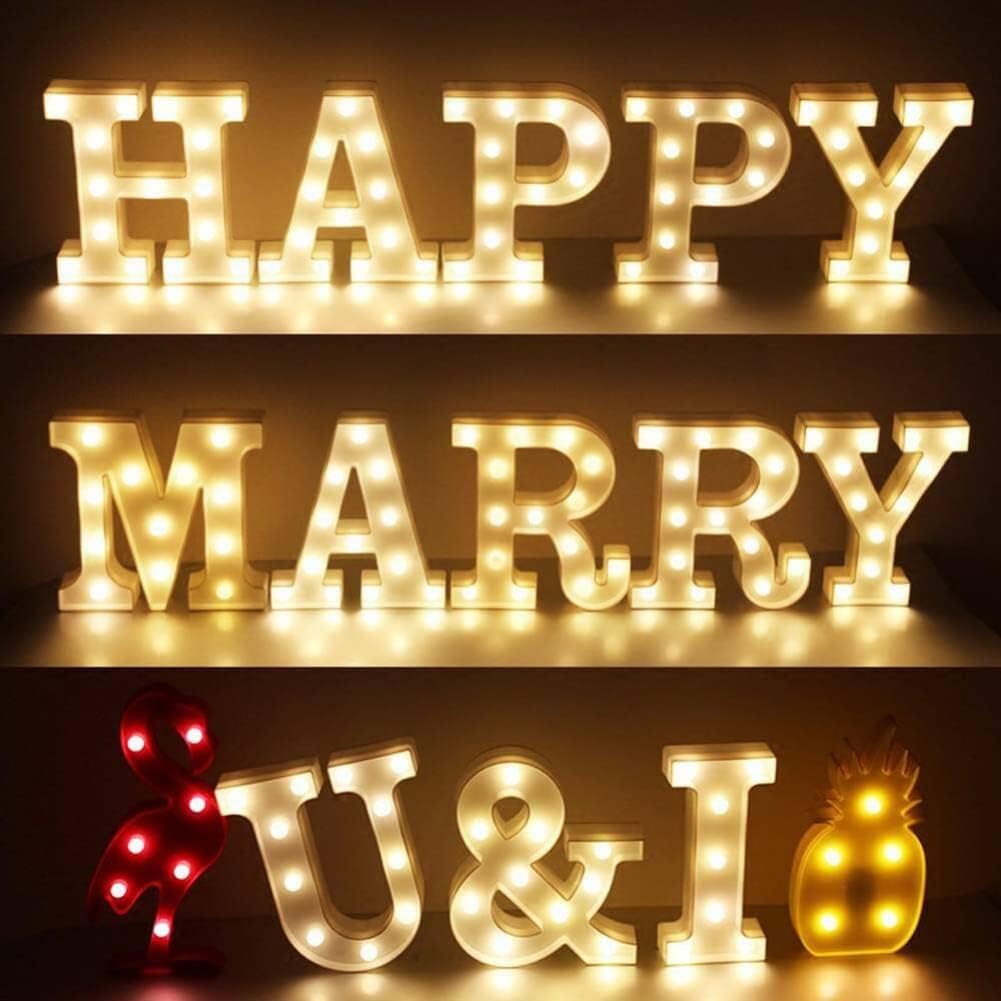 anso Alphabet LED Letters Light Up Numbers White Plastic Letters Standing Decor A to Z 0~9 (Letter A)