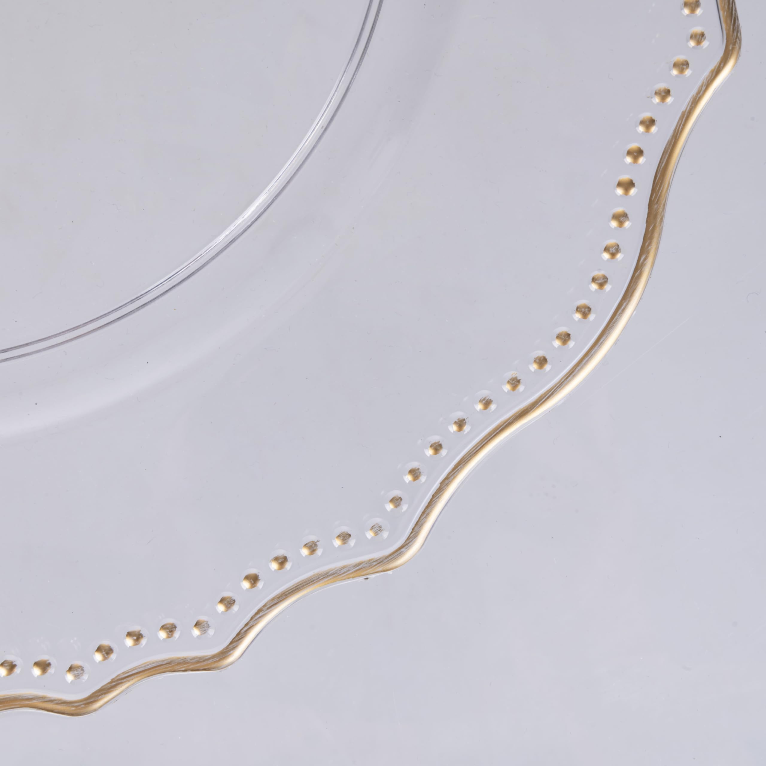 Set 6 Sottopiatto Ø 33 cm trasparente forma smerlata con bordino oro, Versailles