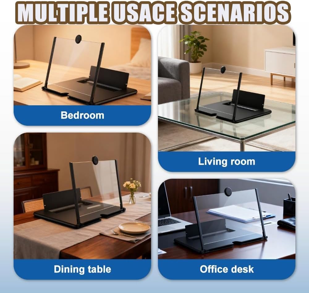 10/12/14/16/18 Inch Screen Phone Magnifier, 2026 Upgrade Foldable Screen Magnifier for MobilePhone, Cell Phone Magnifier Projector Screen for Videos, Movies and Gaming (Black, 18inch)