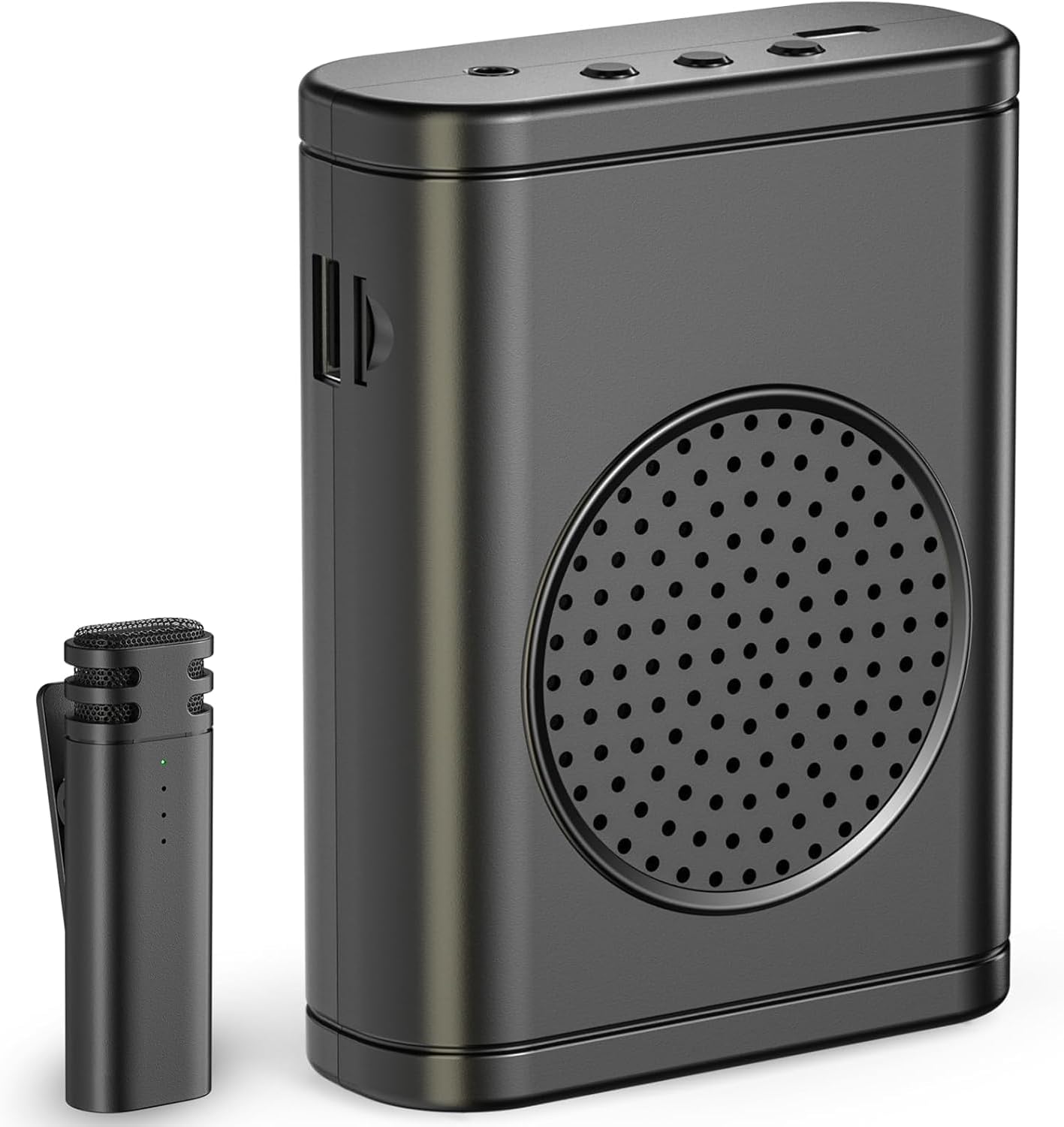 Wireless Voice Amplifier with Wireless Lavalier Microphone, Bluetooth Speaker, PA System, Support USB/TF/SD Card, Cordless Omnidirectional Mic for Teacher, Streaming, Classroom, Speech, Meeting, Yoga