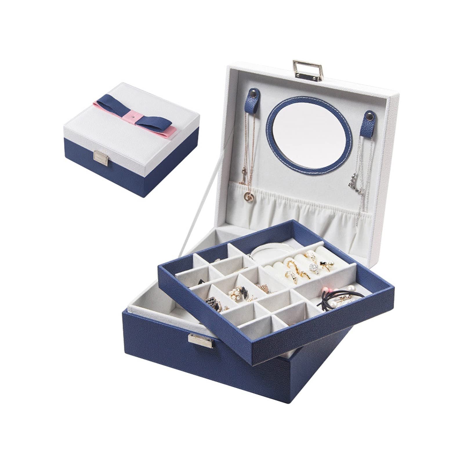 Mini walizka podróżna na biżuterię, mały podróżny organizer na biżuterię, przenośne pudełko na biżuterię Mini podróżny organizer do przechowywania Przenośne pudełko do przechowywania wystaw na